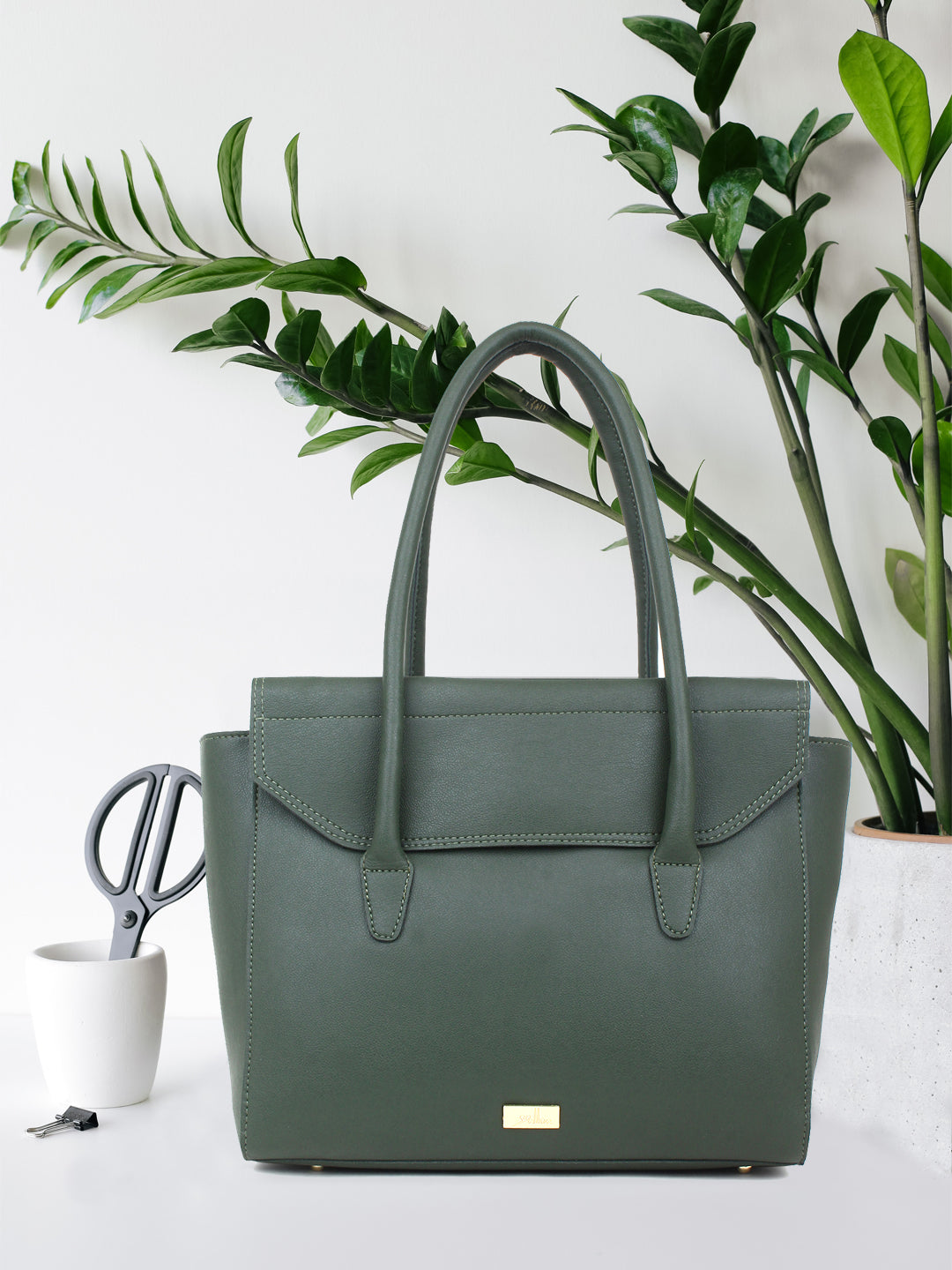 Oversized Green multi compartment tote Bag