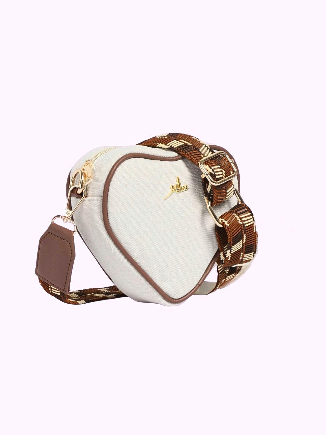 Off White Heart Shaped Small Sling Bag