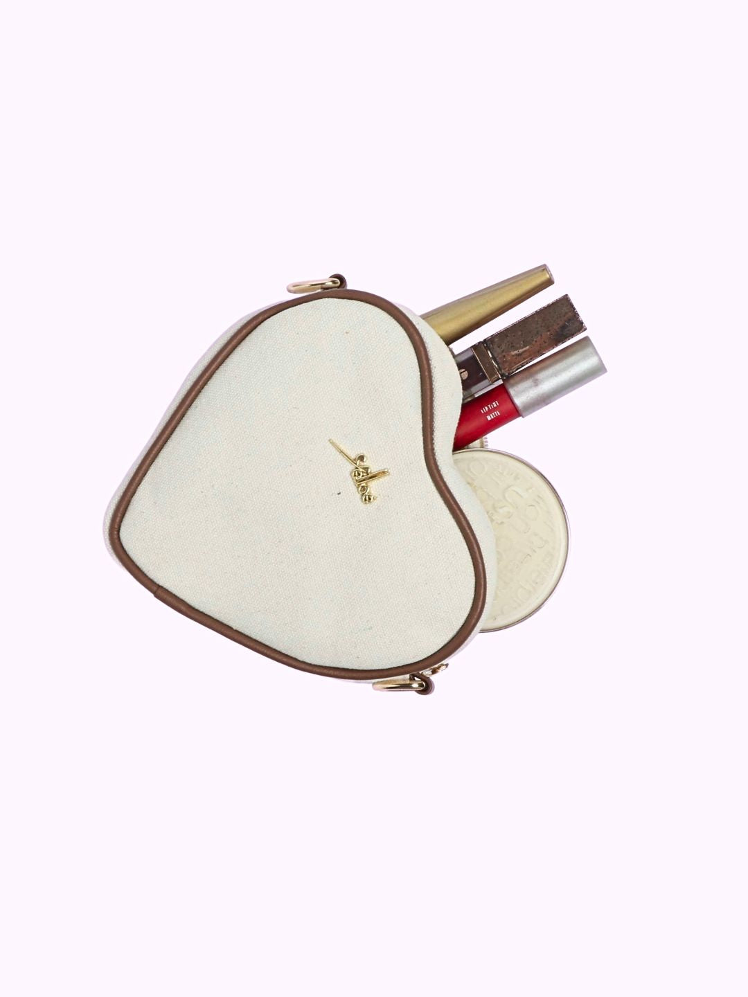 Off White Heart Shaped Small Sling Bag