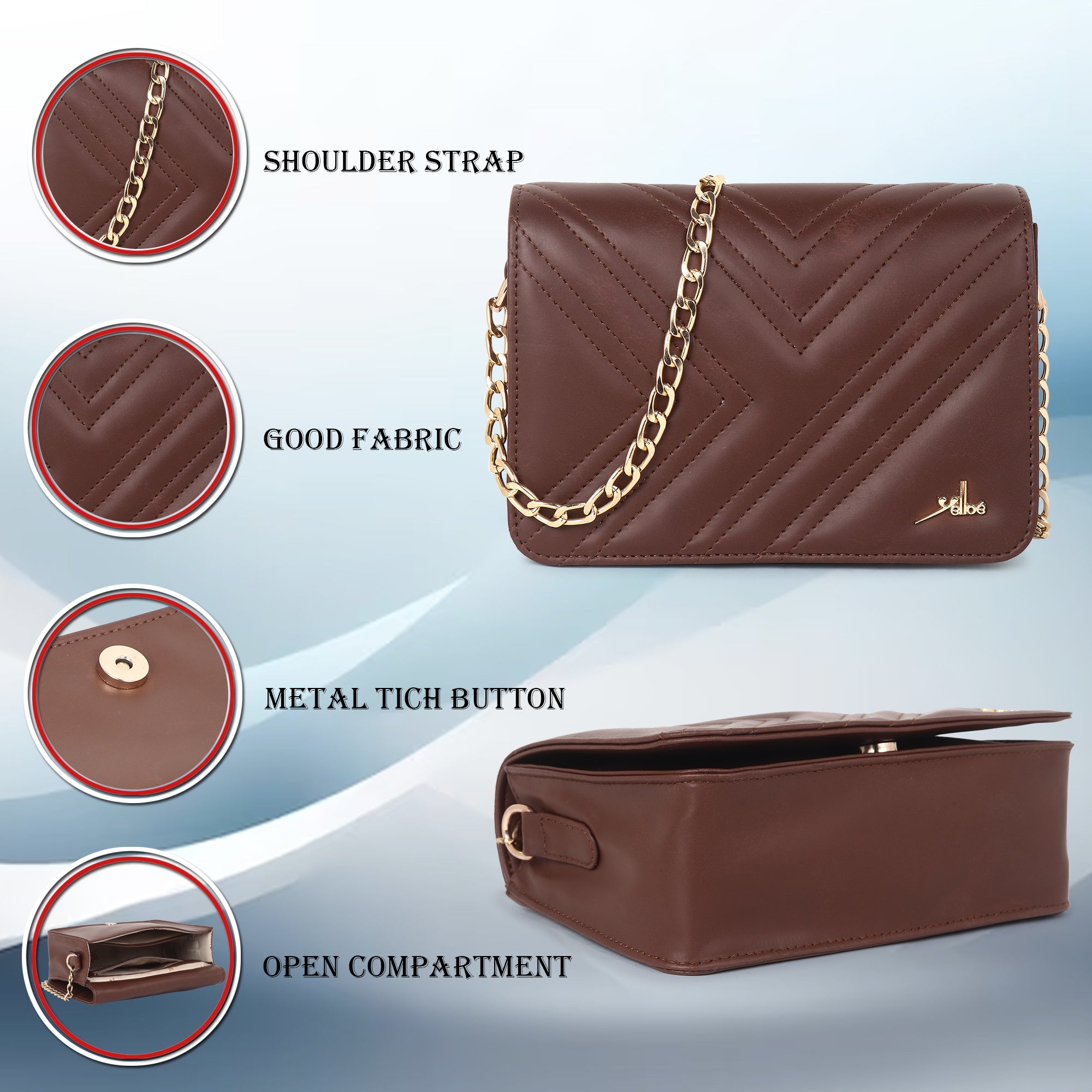 Brown PU Leather Sling Bag for Women