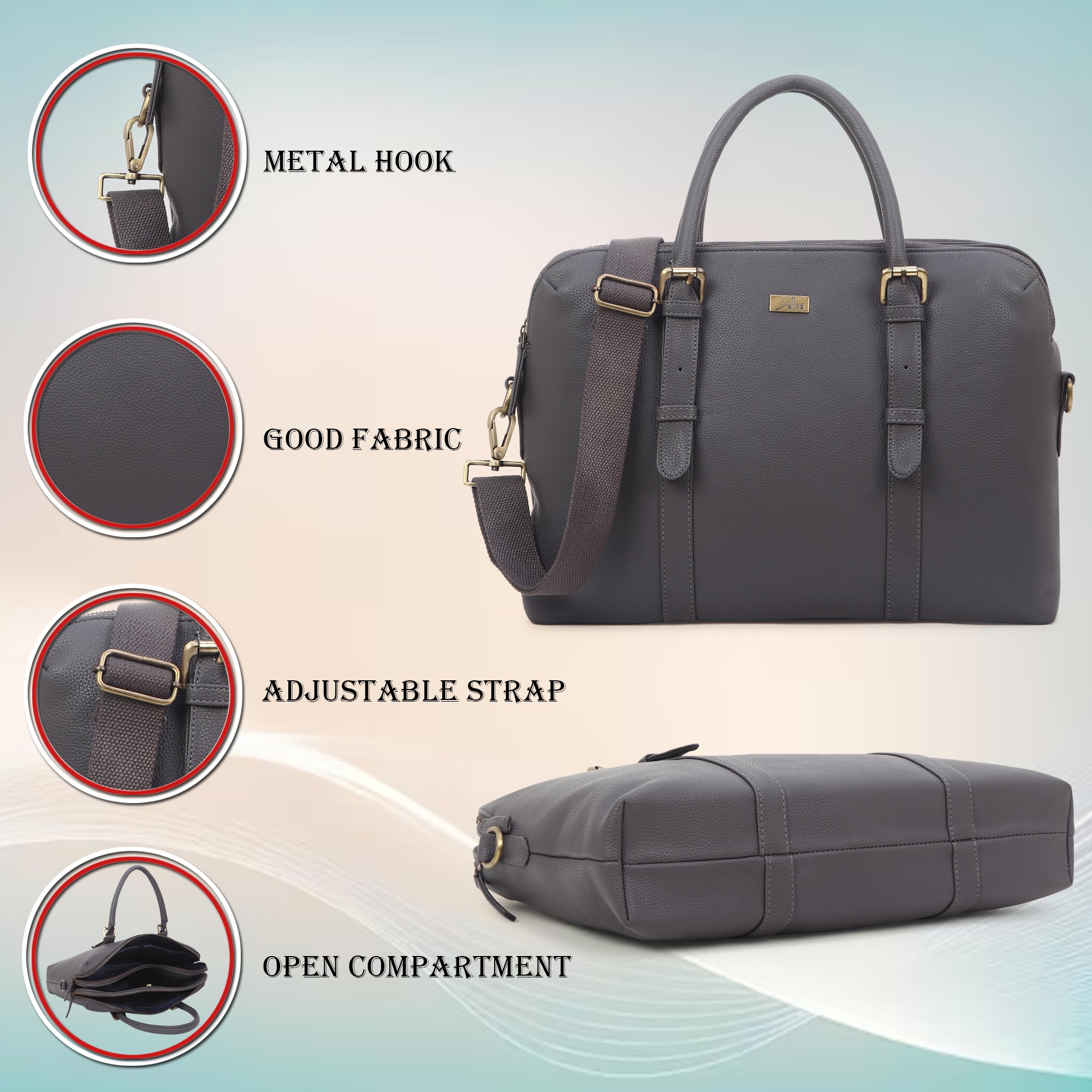 Dark Grey Multicompartment Laptop Bag for Men