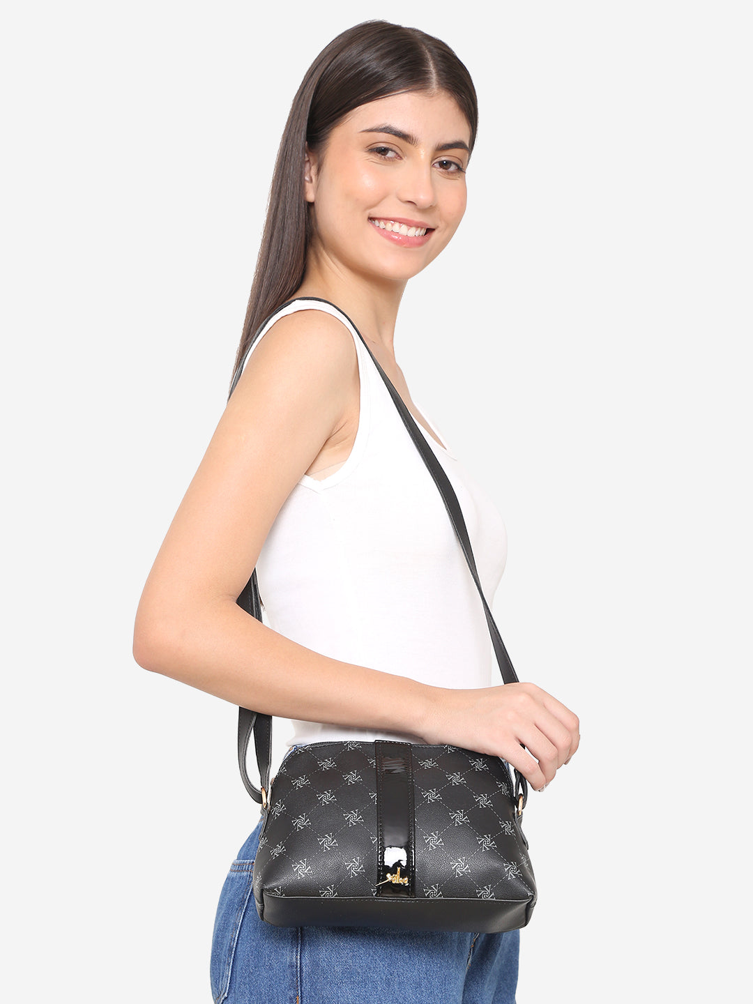 Black Printed Sling bag