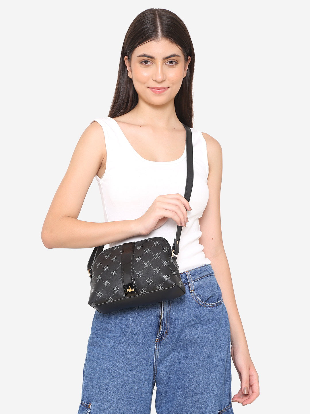 Black Printed Sling bag