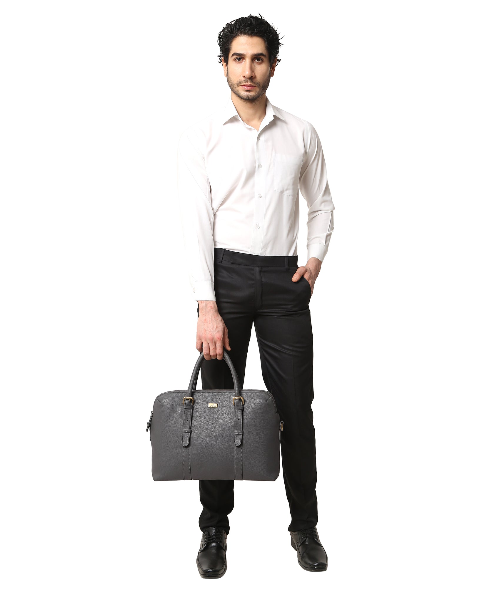 Dark Grey Multicompartment Laptop Bag for Men