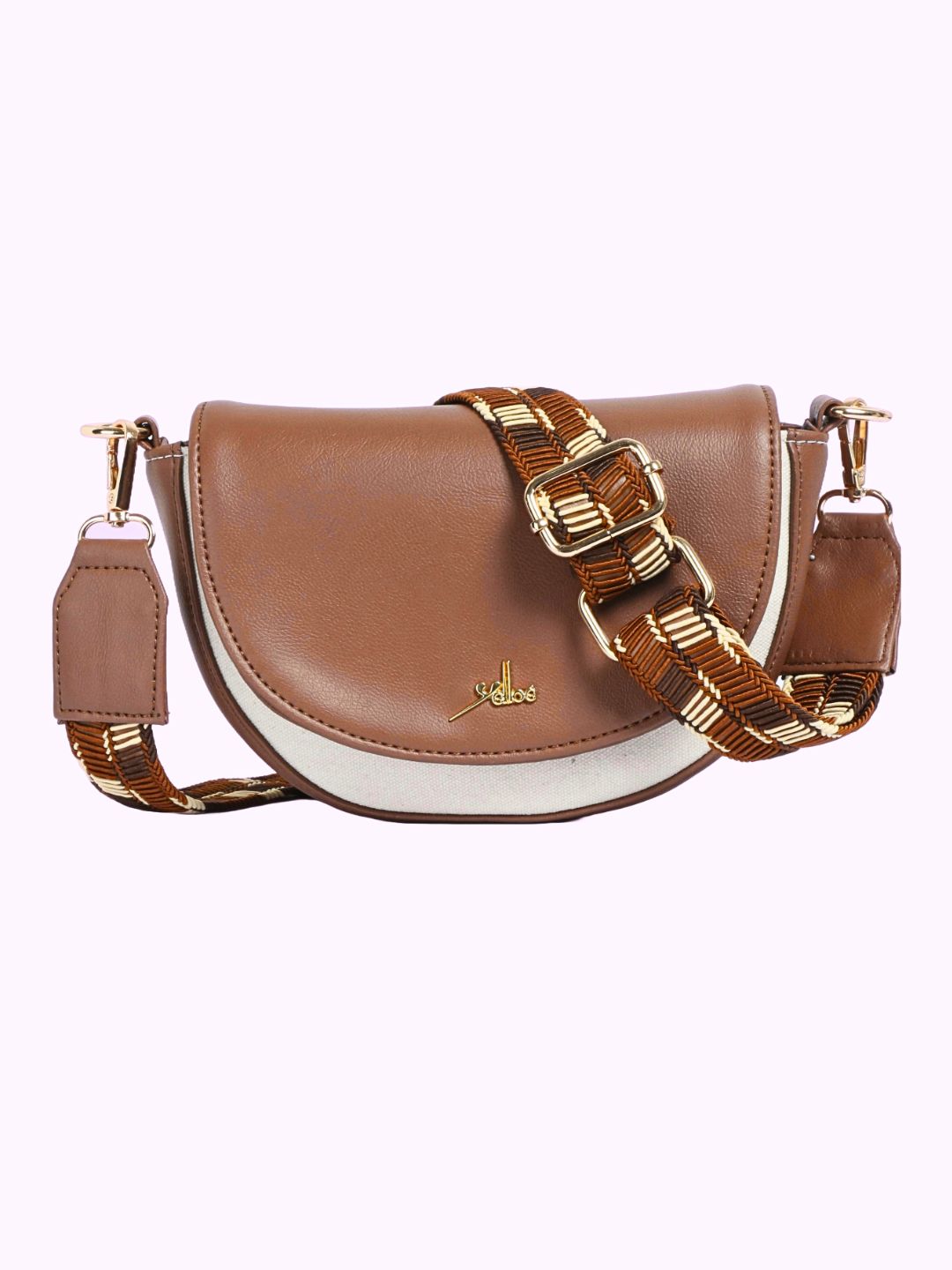 Handcrafted Off White- Tan Sling Bag