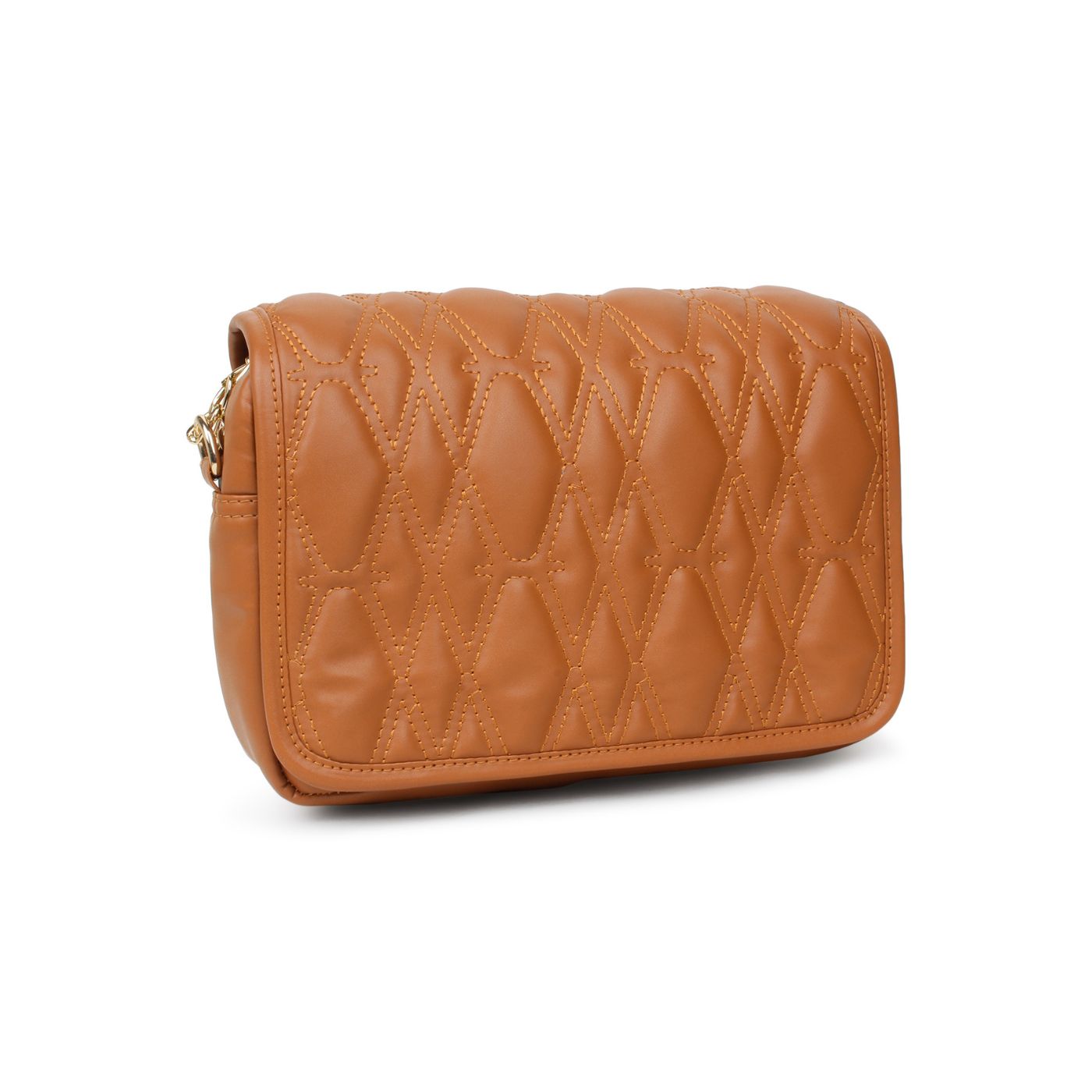 Tan Quilted Medium Sling Bag