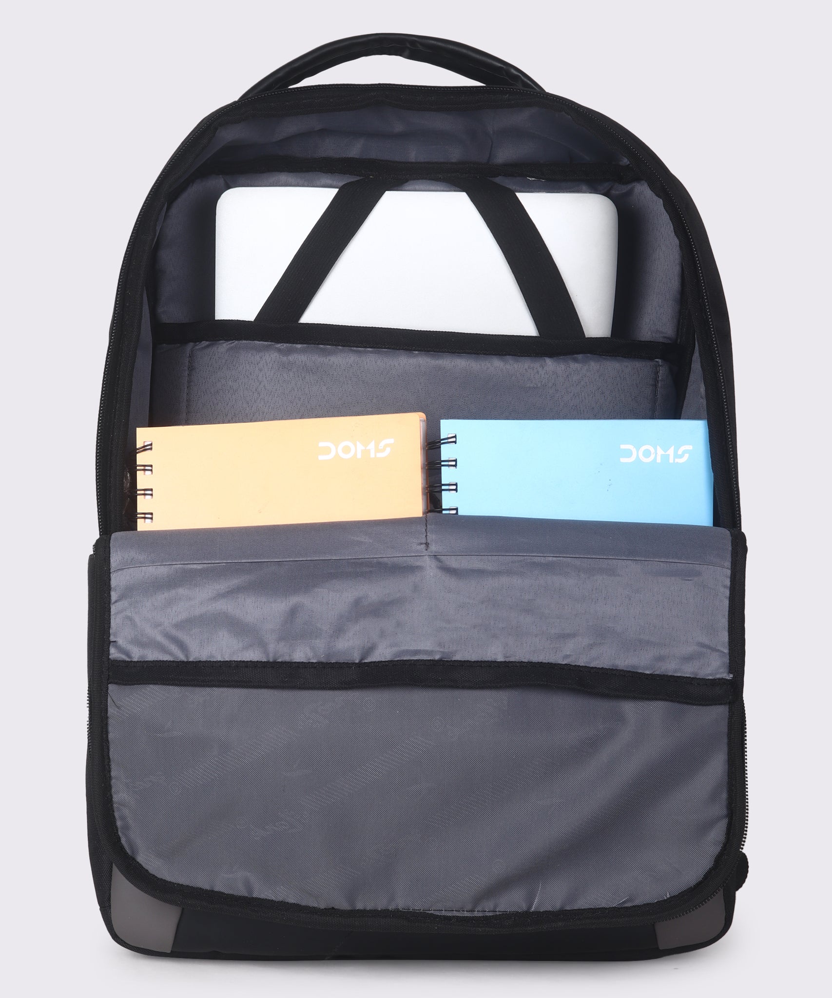 Black Polyester Multicompartment Backpack for Men