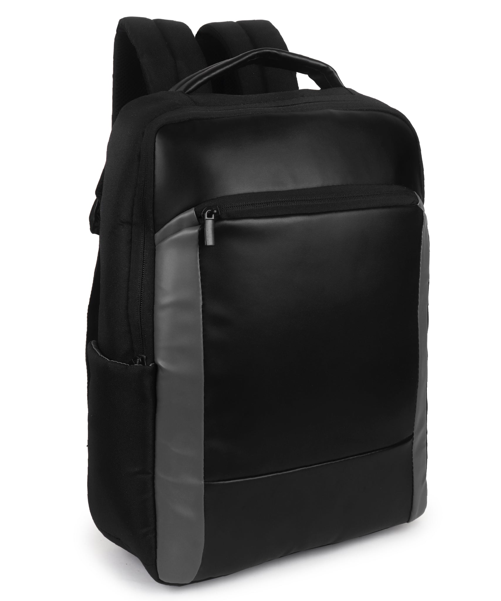 Black Polyester Multicompartment Backpack for Men