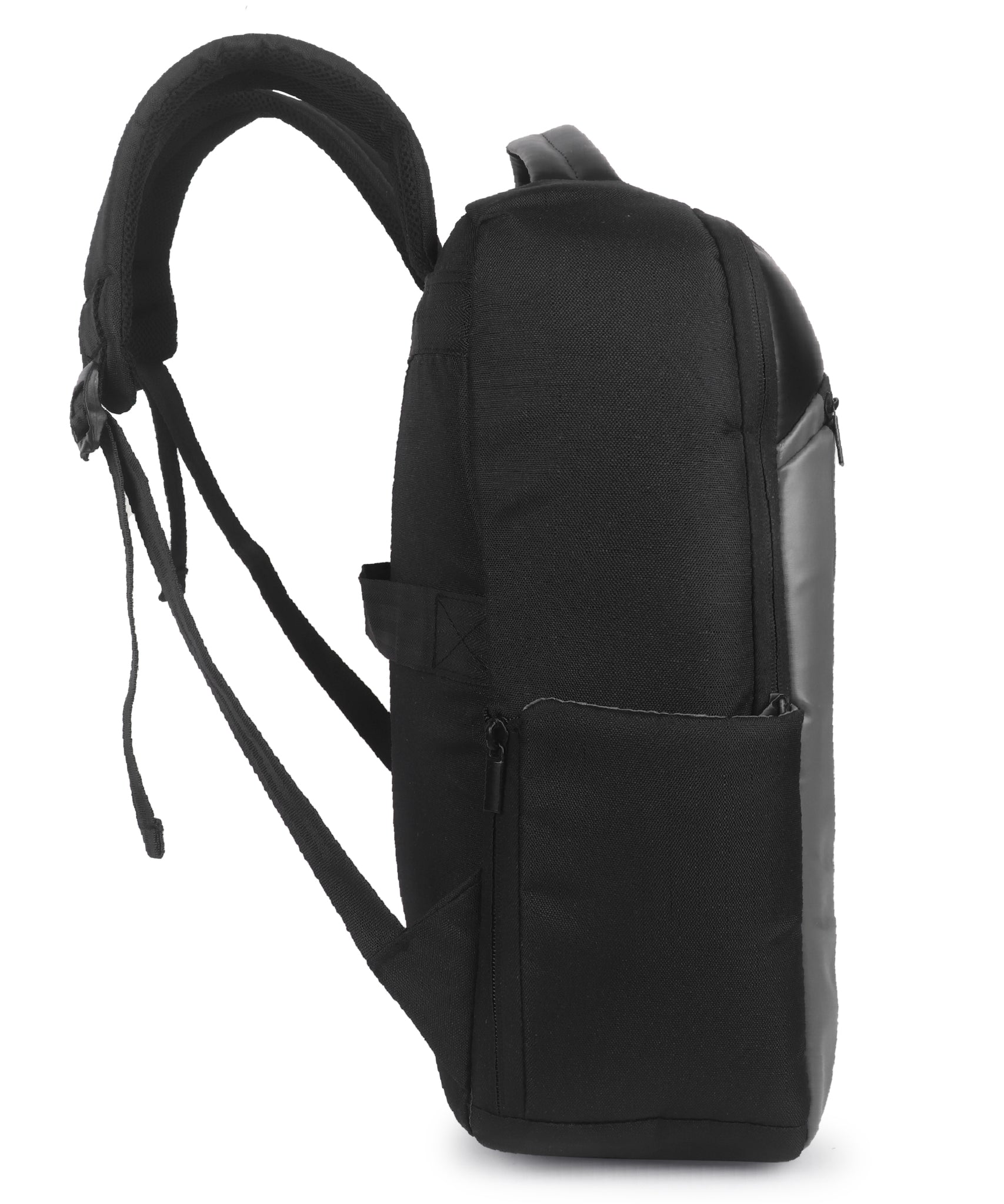 Black Polyester Multicompartment Backpack for Men