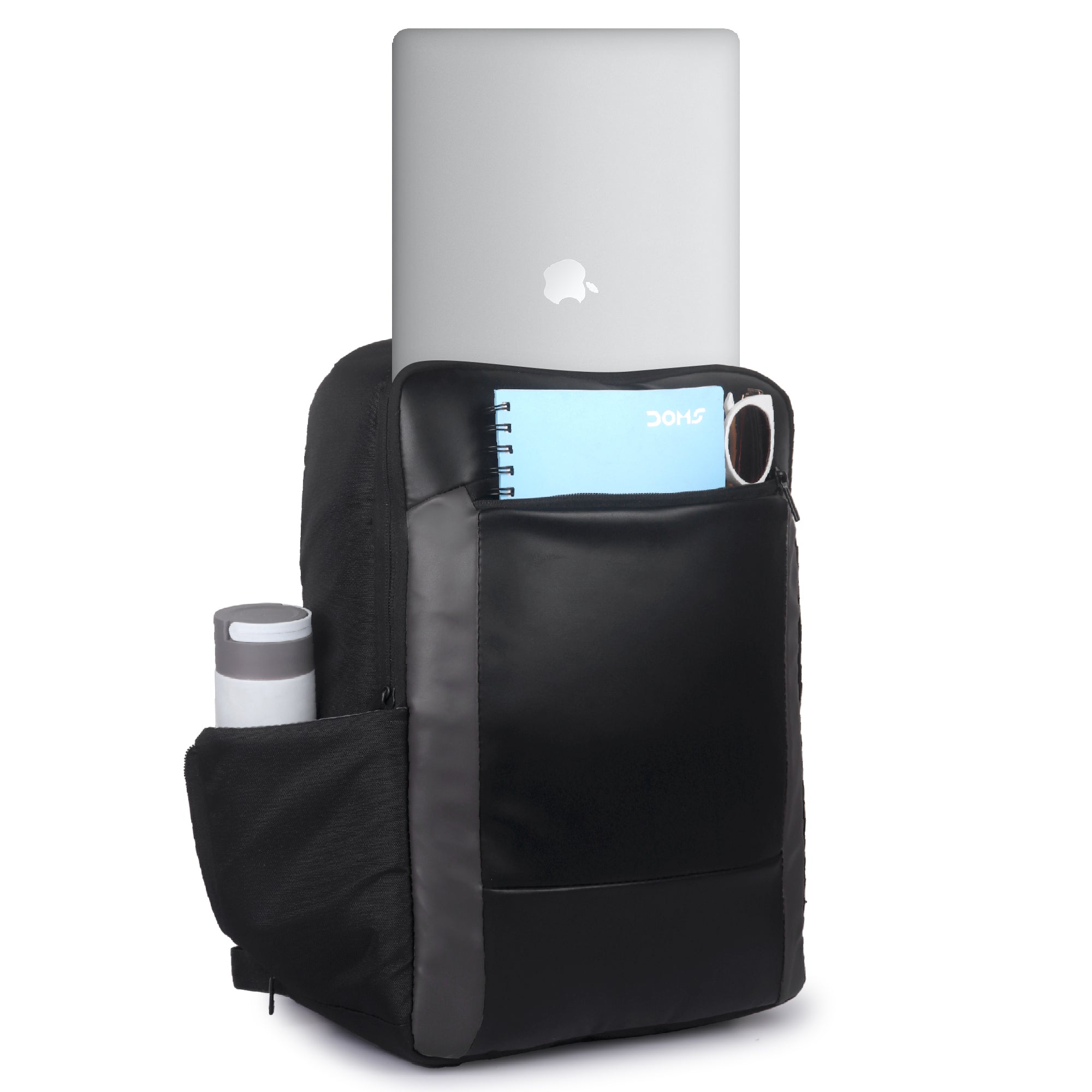 Black Polyester Multicompartment Backpack for Men