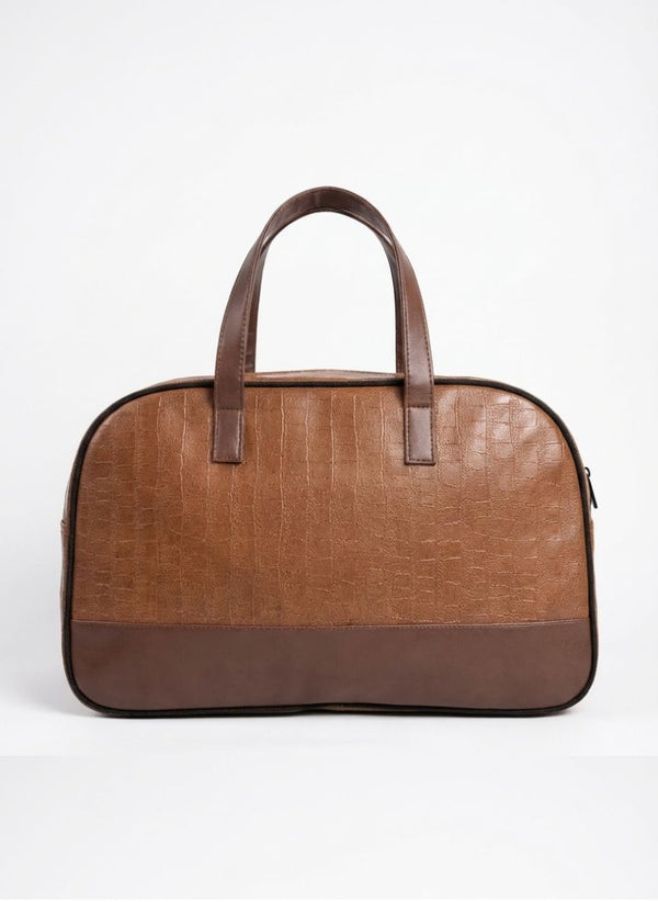 Tan Unisex Textured Duffle Bag