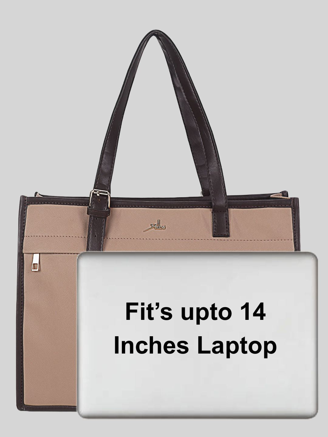 Women's Beige Synthetic Leather Handbag
