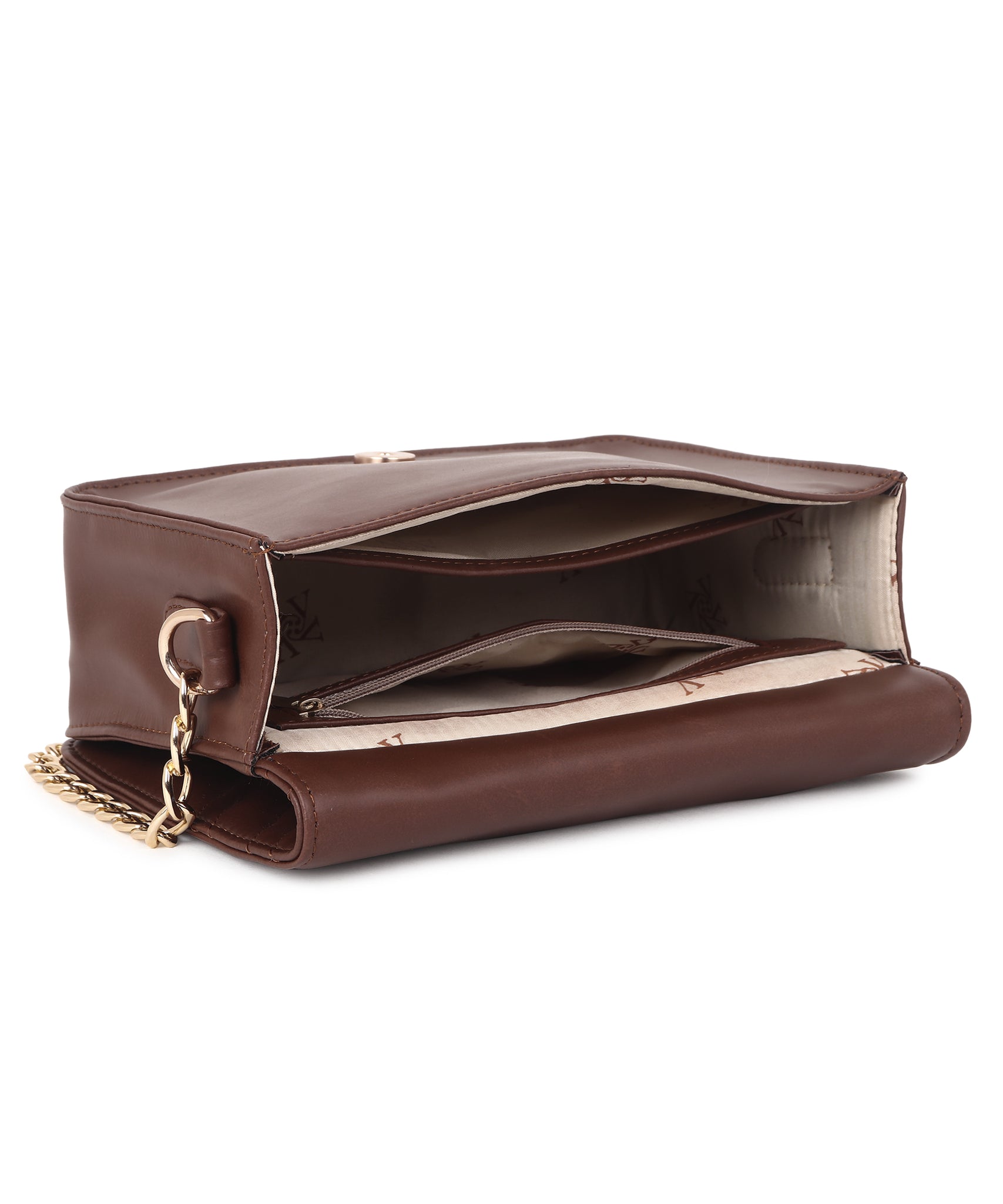 Brown PU Leather Sling Bag for Women
