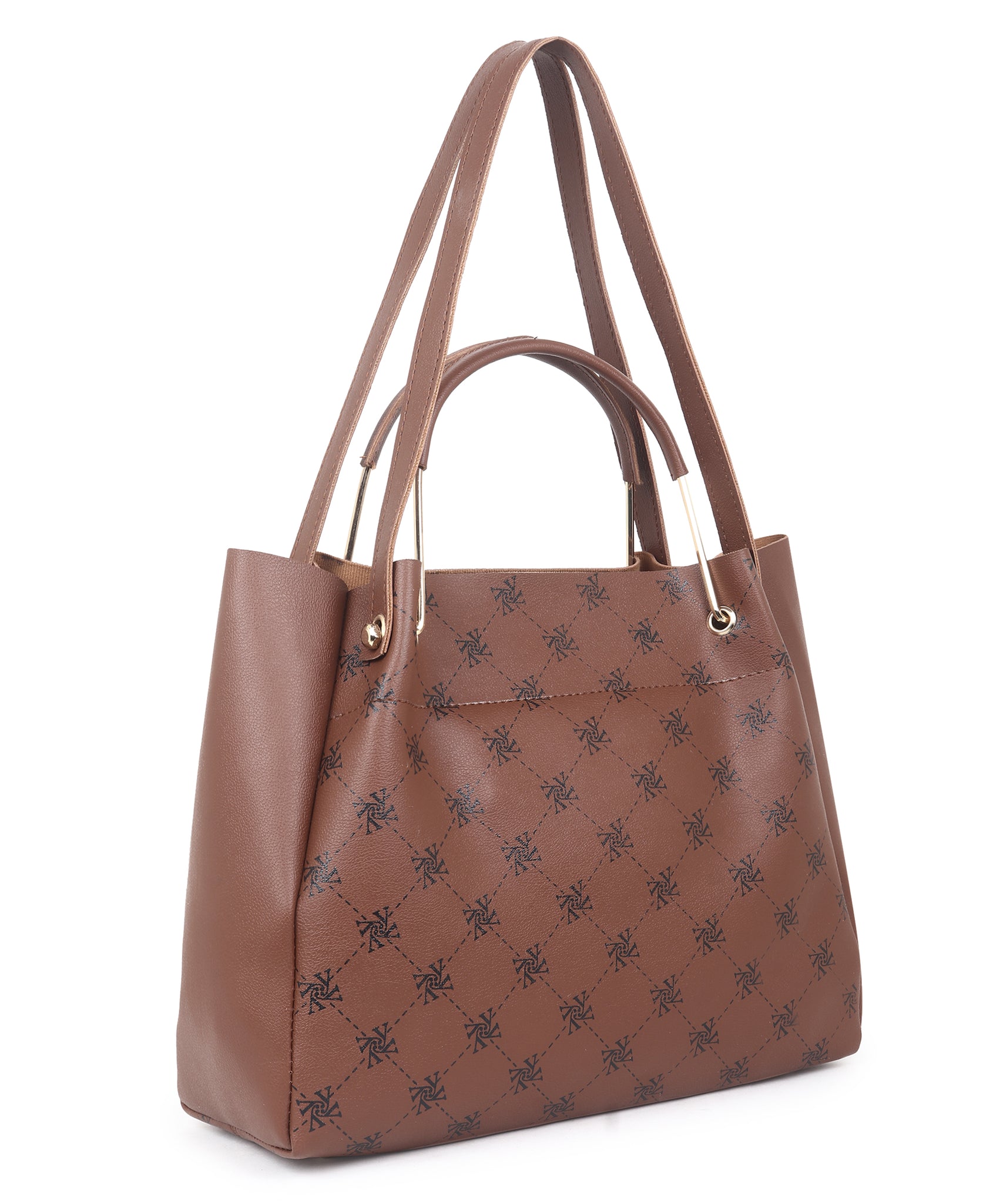 Women Tan Printed Handbag (Pack of 2)