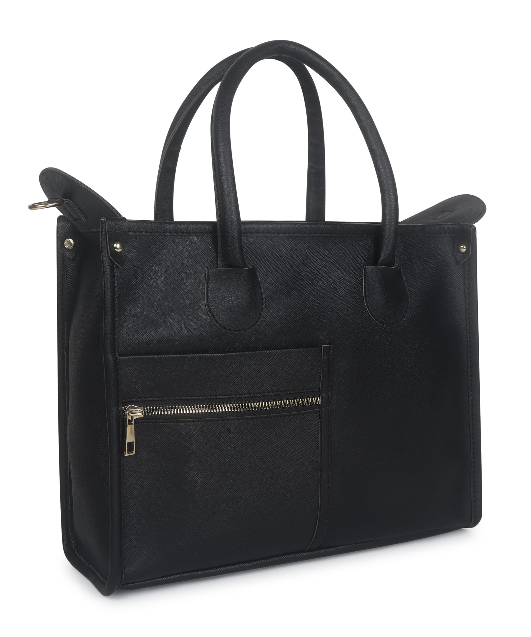 Black Saffiano Synthetic Leather Handbag For Women