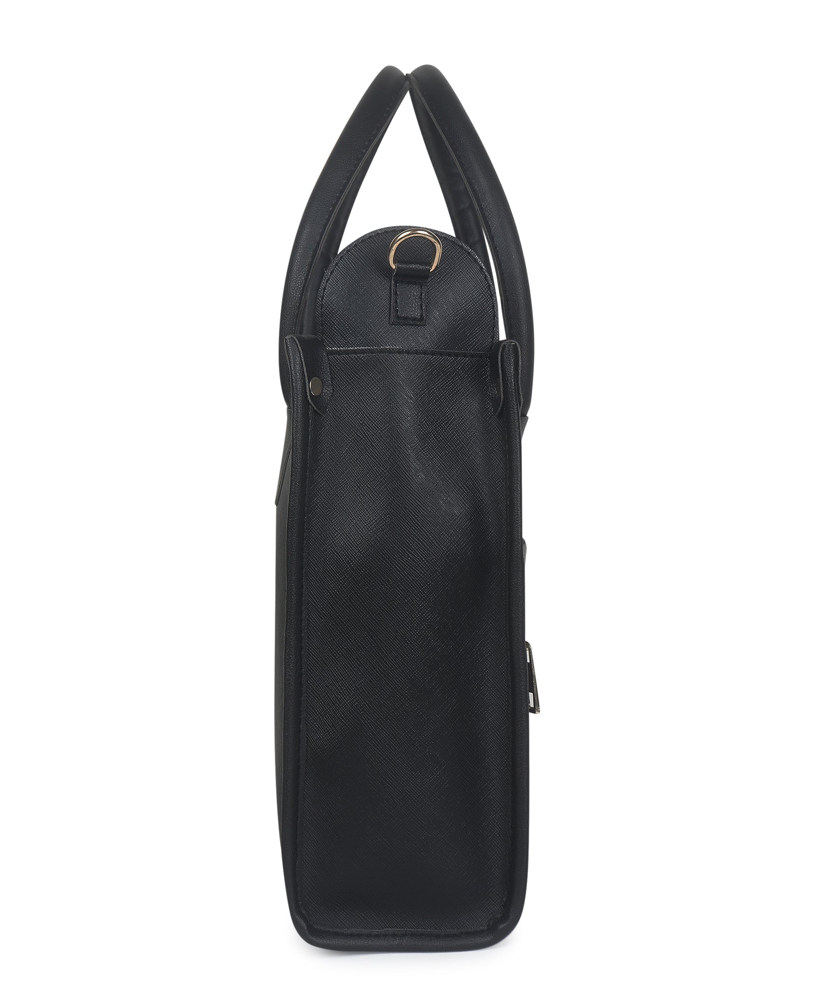 Black Saffiano Synthetic Leather Handbag For Women