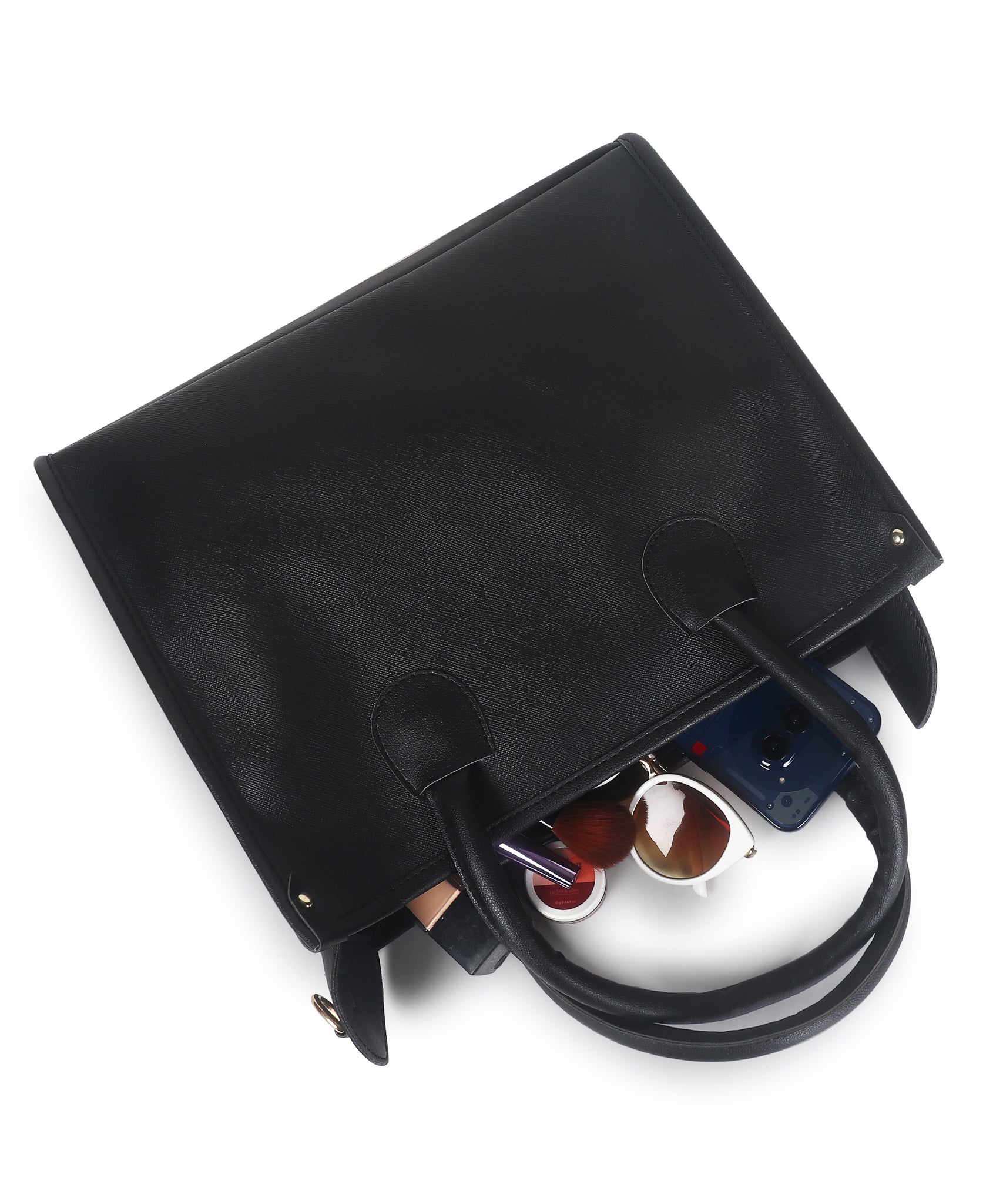 Black Saffiano Synthetic Leather Handbag For Women