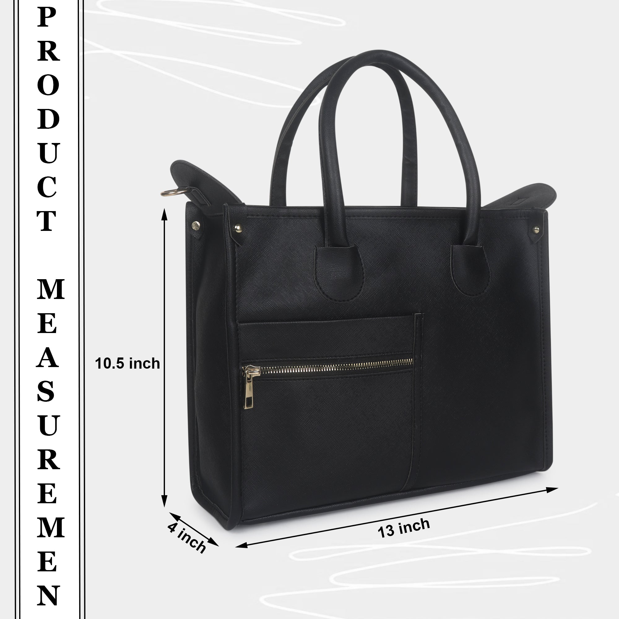 Black Saffiano Synthetic Leather Handbag For Women