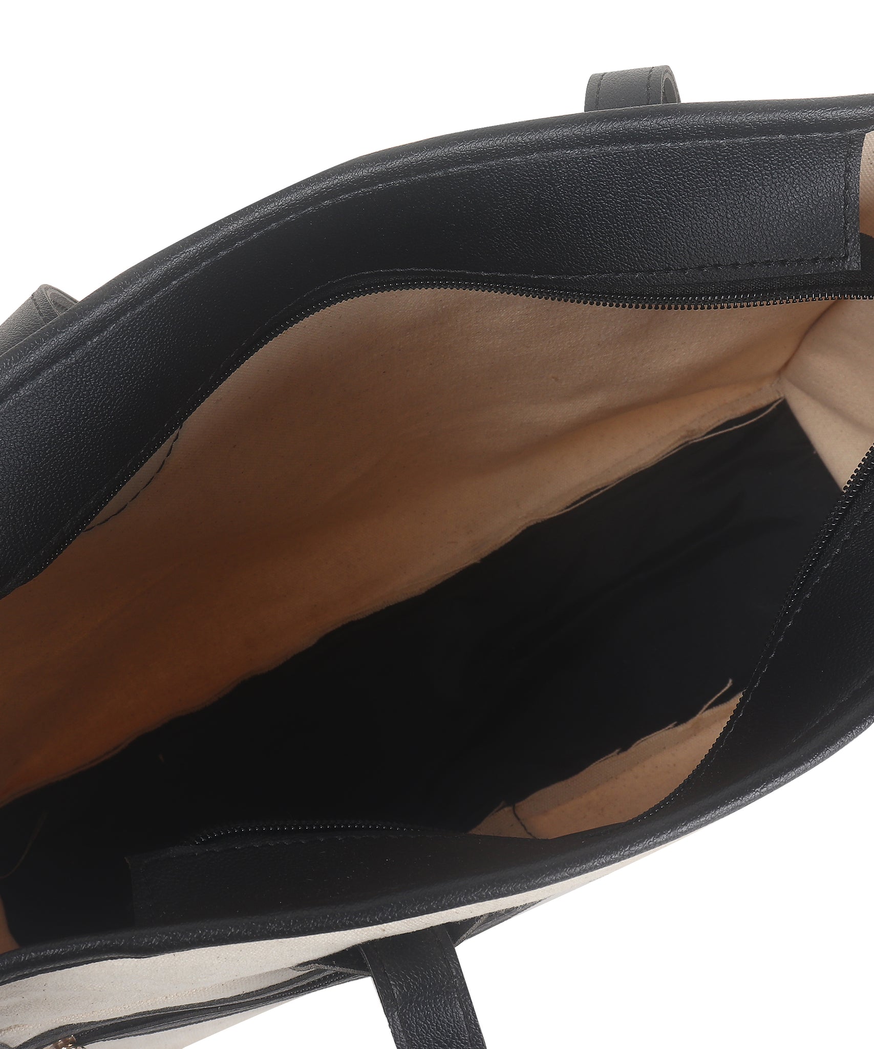Off White-Black Canvas Handbag For Women