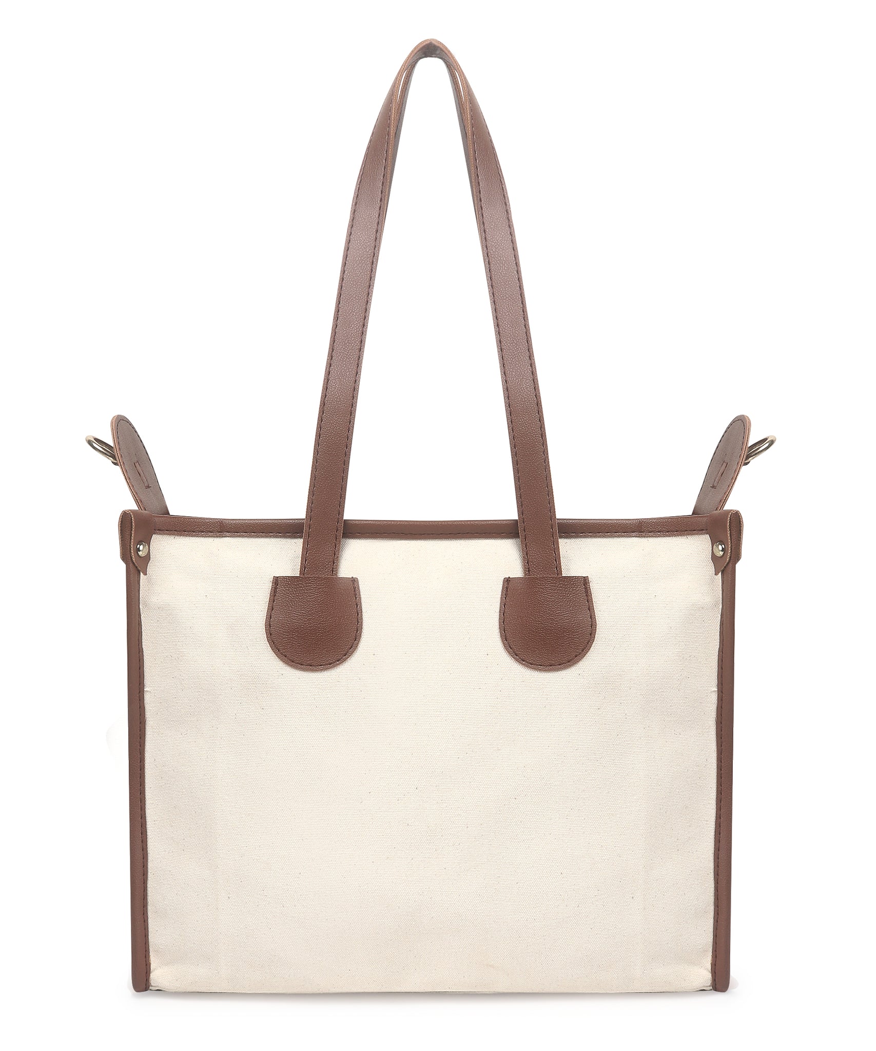 Off White-Tan Canvas Handbag For Women