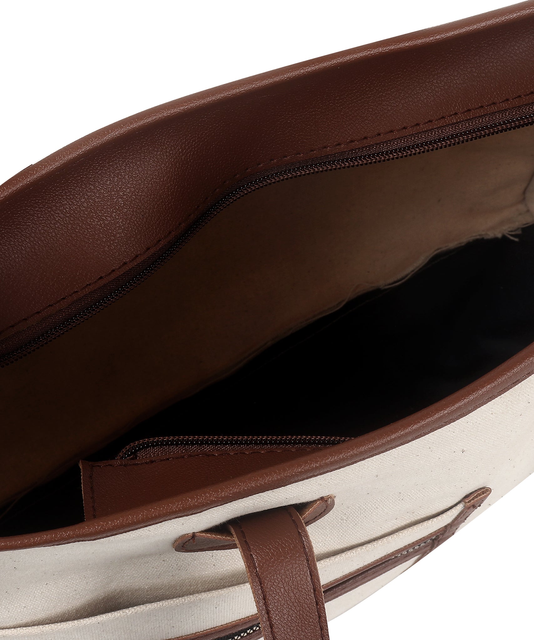 Off White-Tan Canvas Handbag For Women