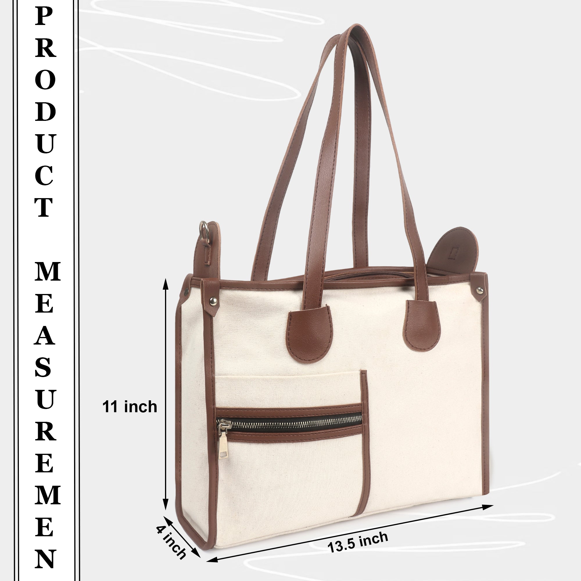 Off White-Tan Canvas Handbag For Women