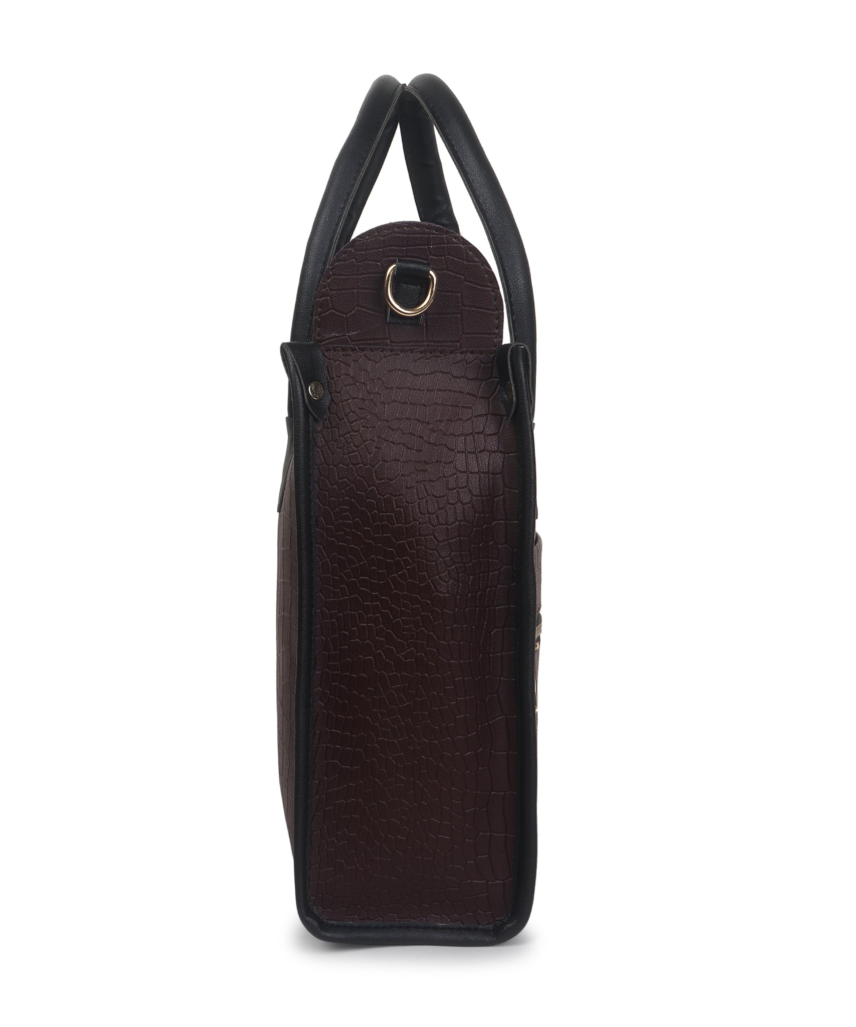 Brown Crocodile Synthetic Leather Handbag For Women
