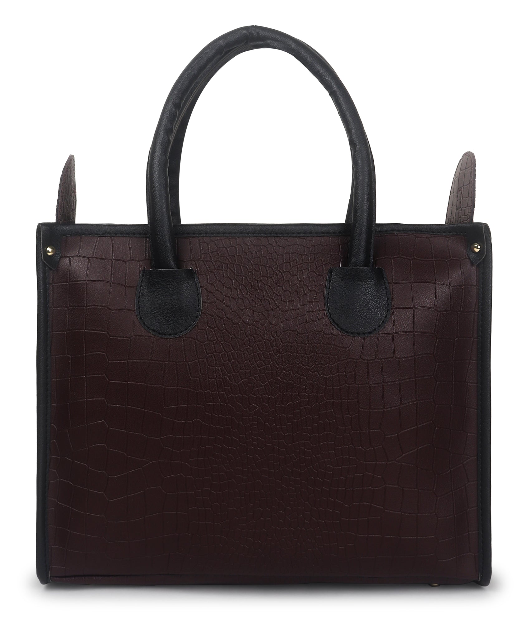 Brown Crocodile Synthetic Leather Handbag For Women
