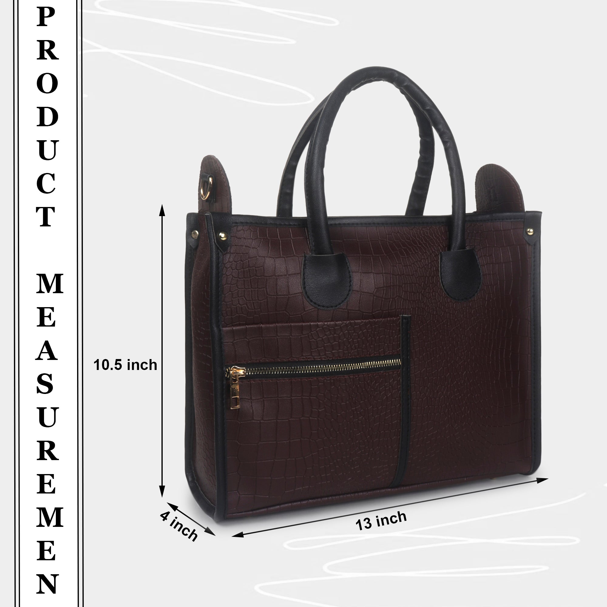 Brown Crocodile Synthetic Leather Handbag For Women