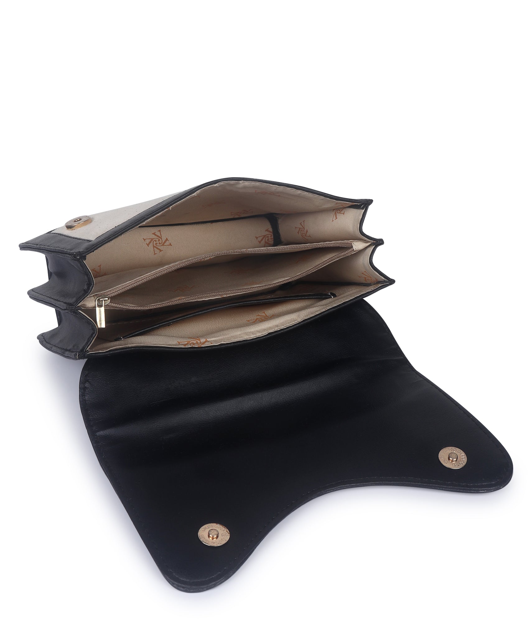 Off White-Black Canvas Sling Bag For Women