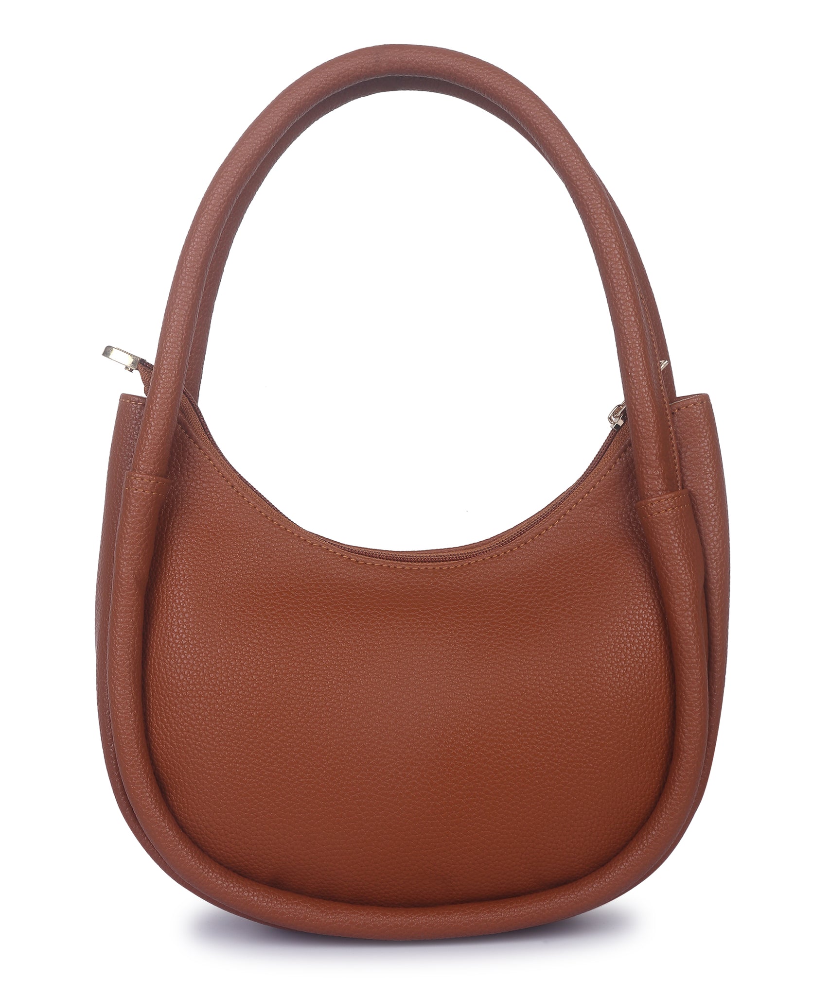 Tan Synthetic Leather Baguette Bag For Women