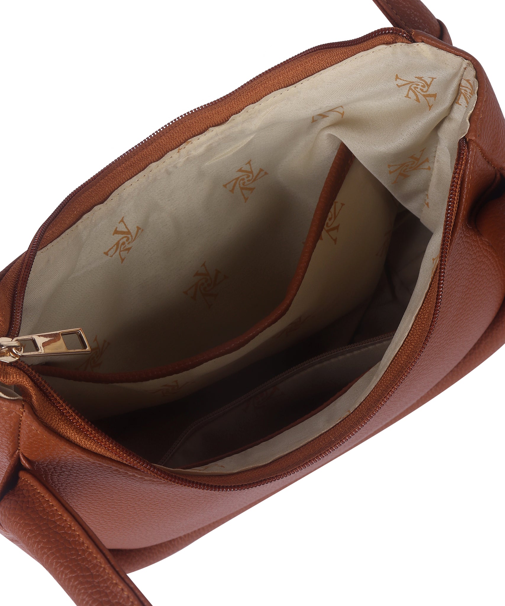 Tan Synthetic Leather Baguette Bag For Women