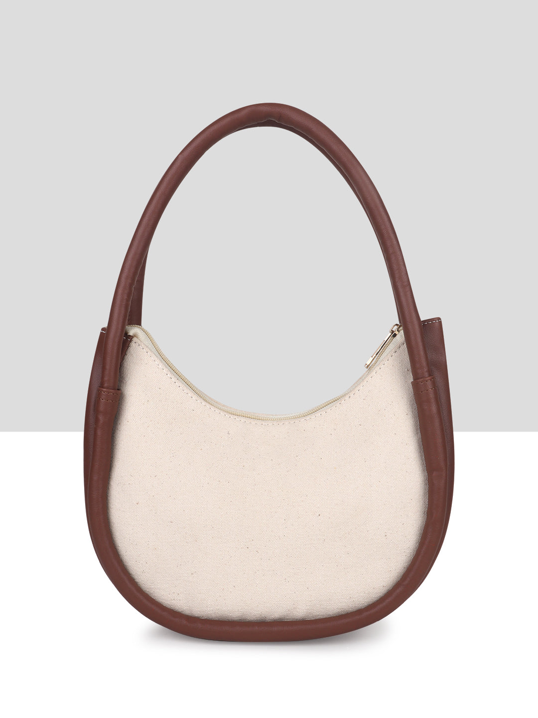 Off White-Tan Canvas Baguette Bag for Women