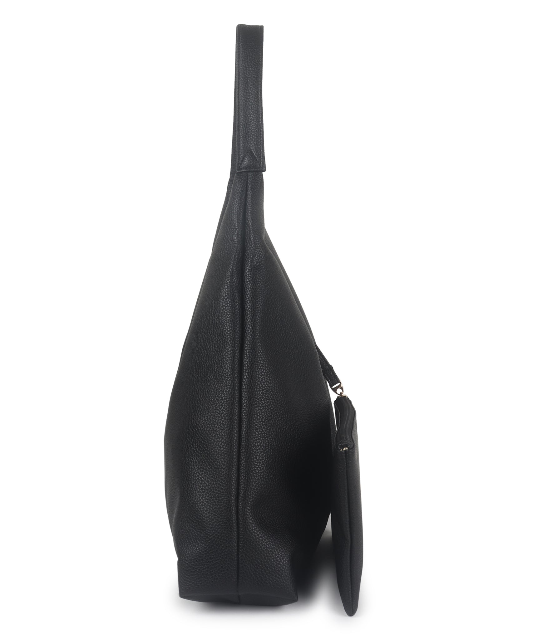 Black Synthetic Leather Handbag Bag With Hanging Pouch For Women