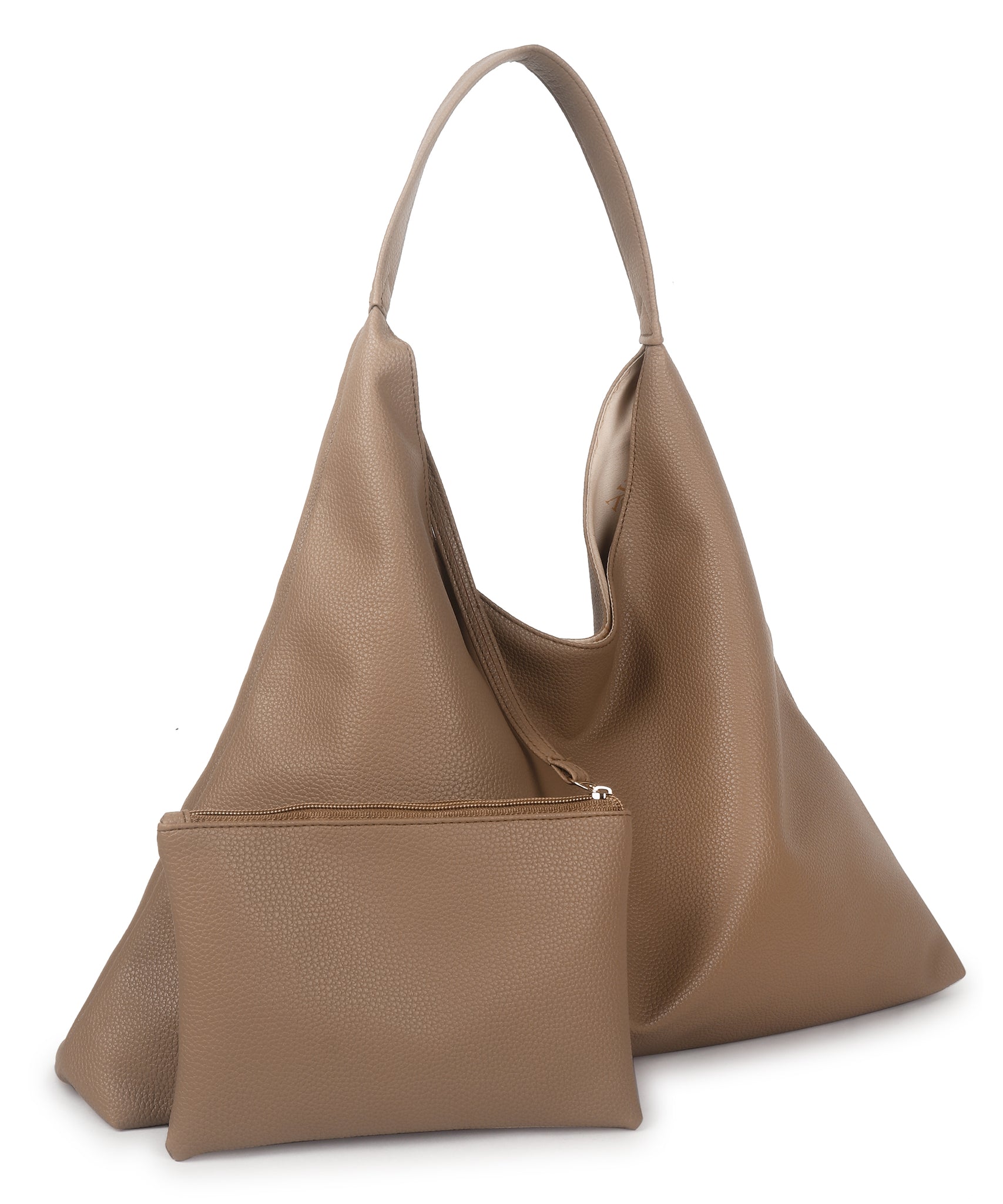 Camel Synthetic Leather Handbag Bag With Hanging Pouch For Women
