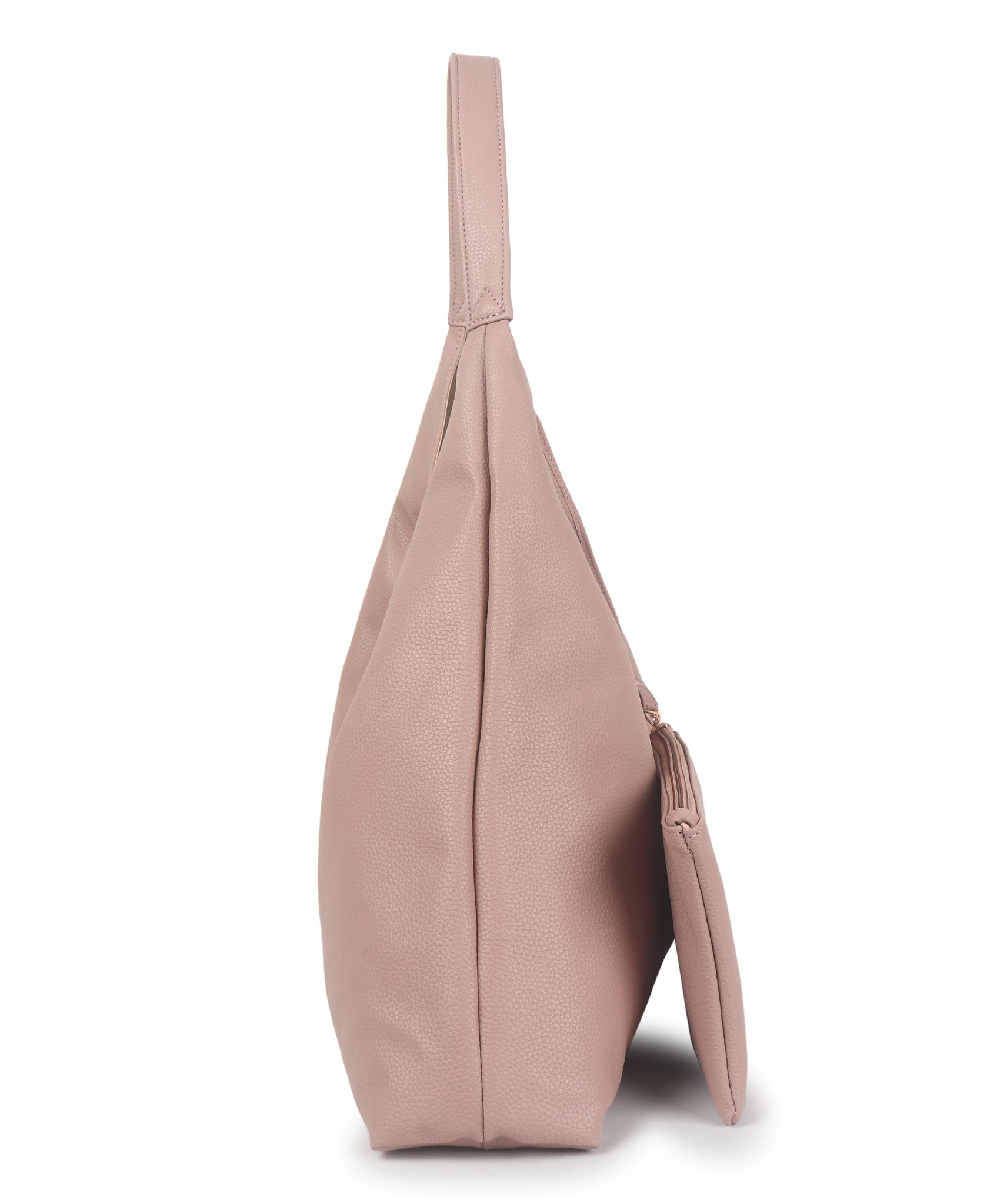 Dusty Pink Synthetic Leather Handbag Bag With Hanging Pouch For Women
