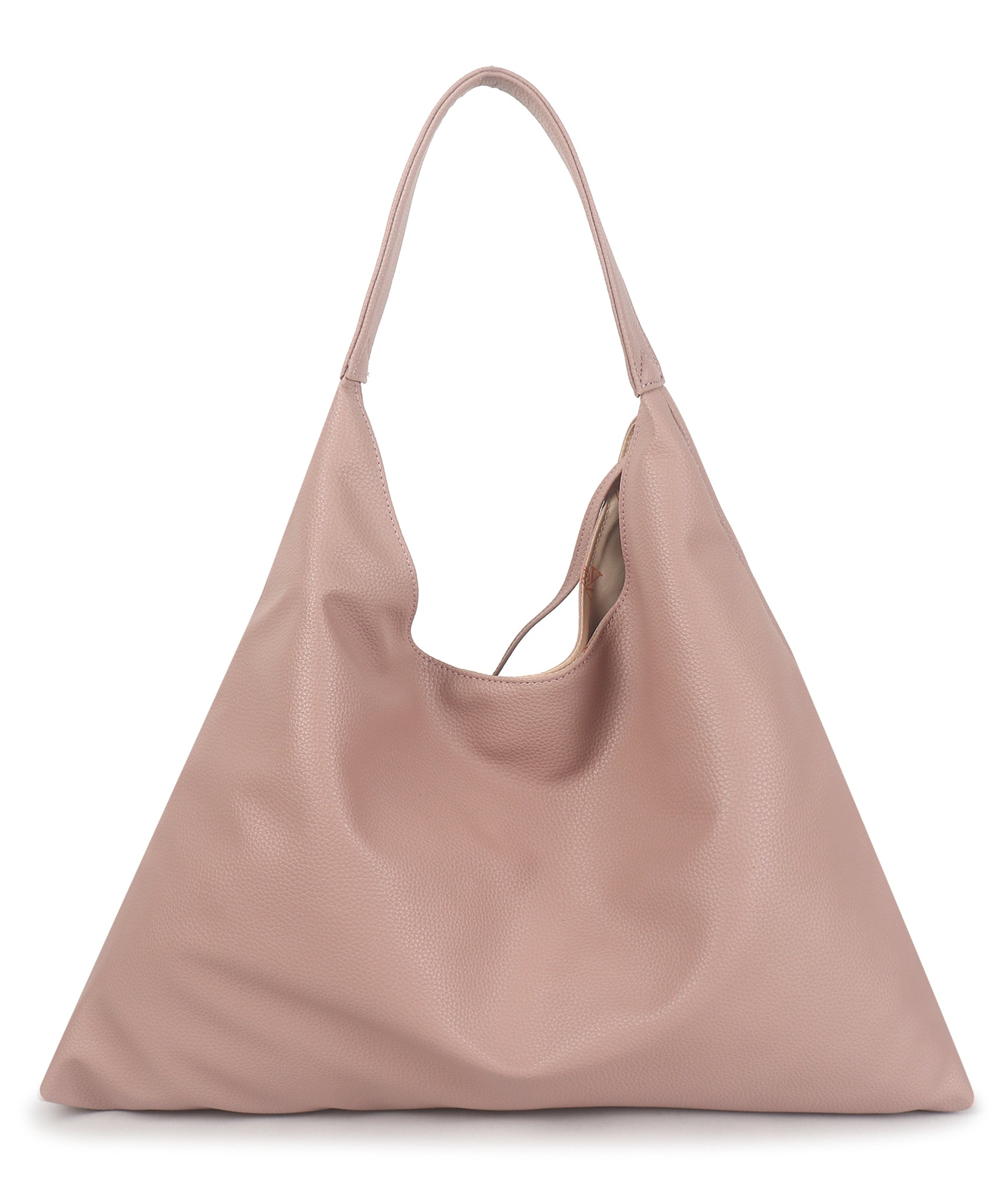 Dusty Pink Synthetic Leather Handbag Bag With Hanging Pouch For Women