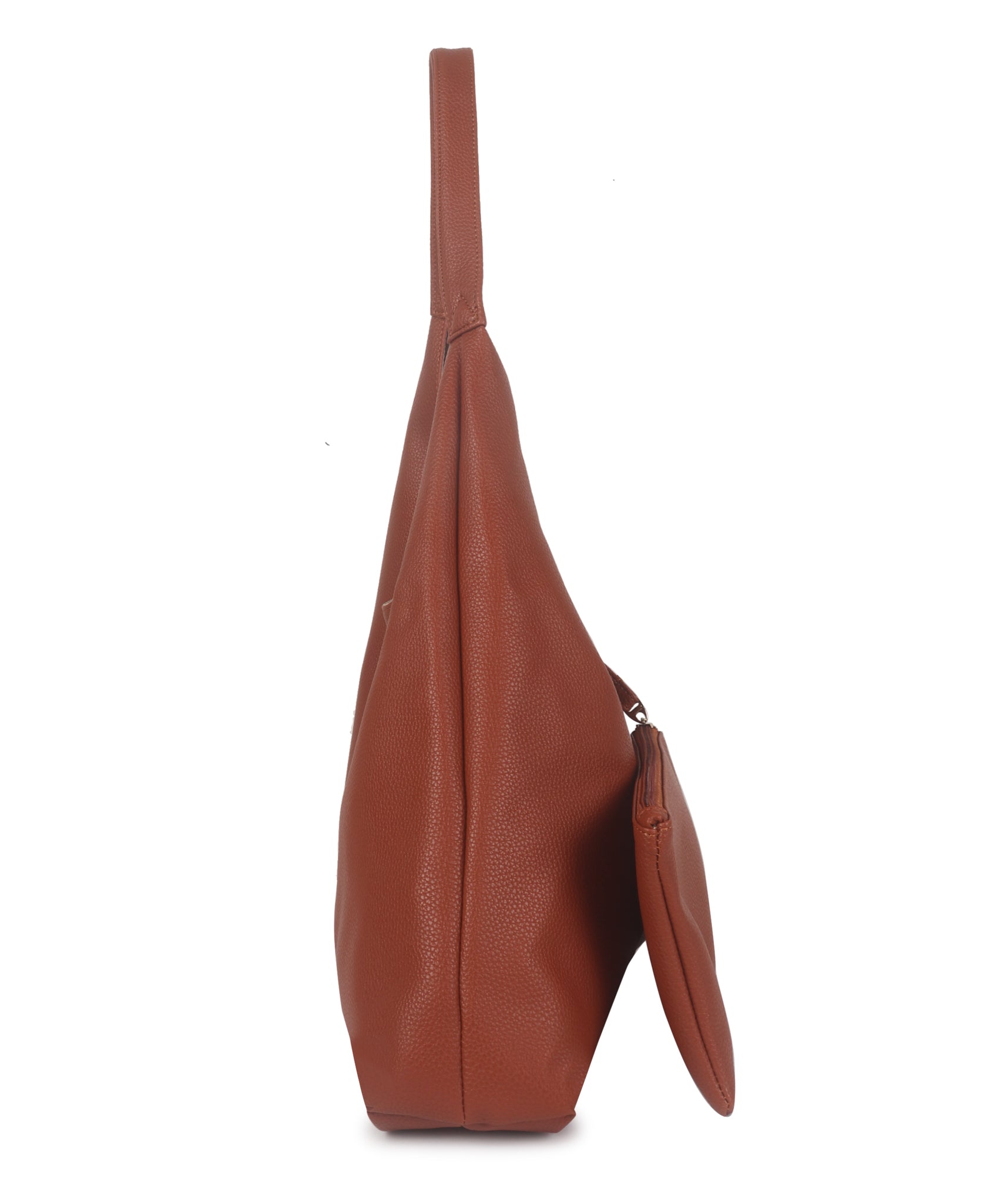 Tan Synthetic Leather Handbag Bag With Hanging Pouch For Women