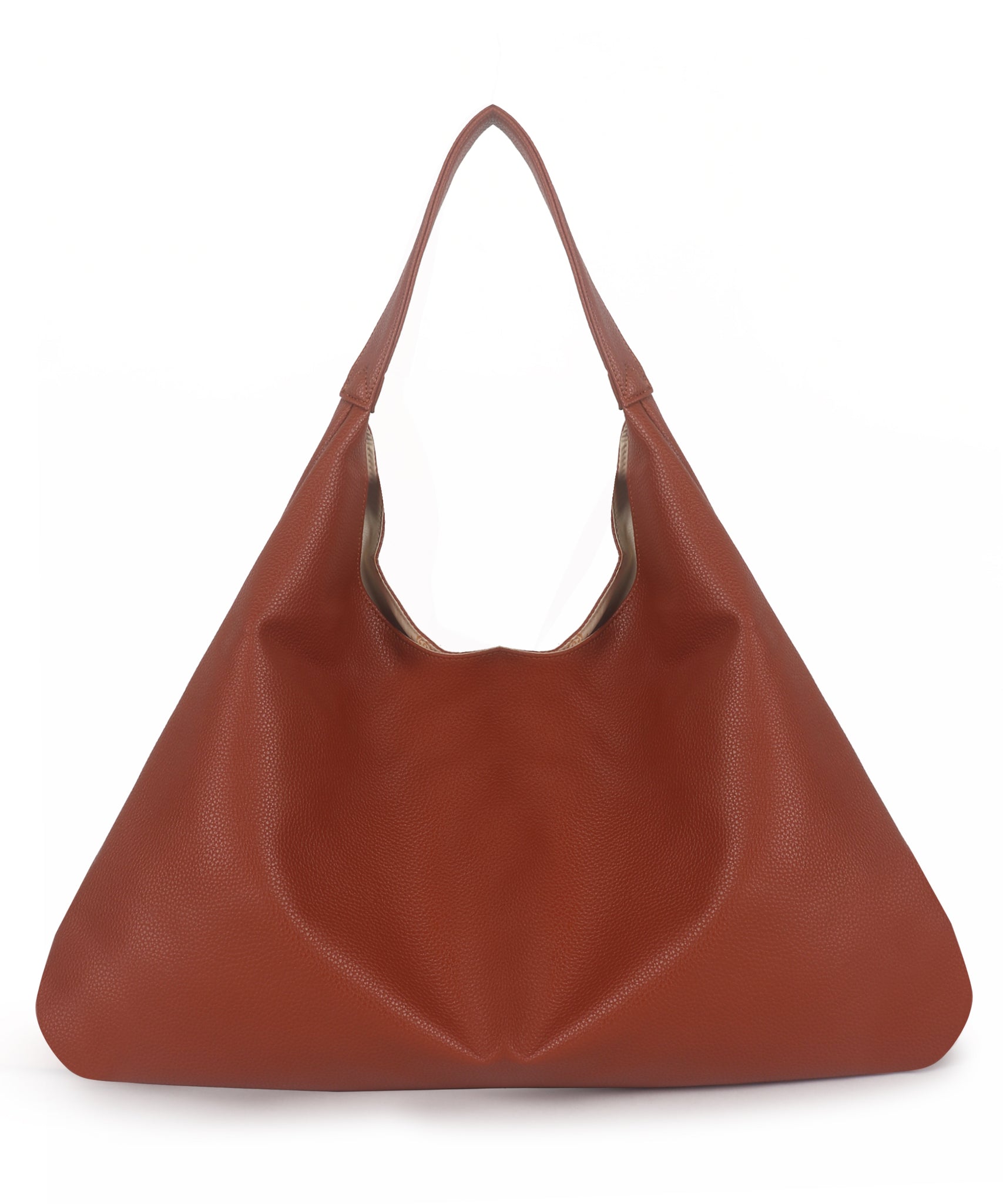 Tan Synthetic Leather Handbag Bag With Hanging Pouch For Women
