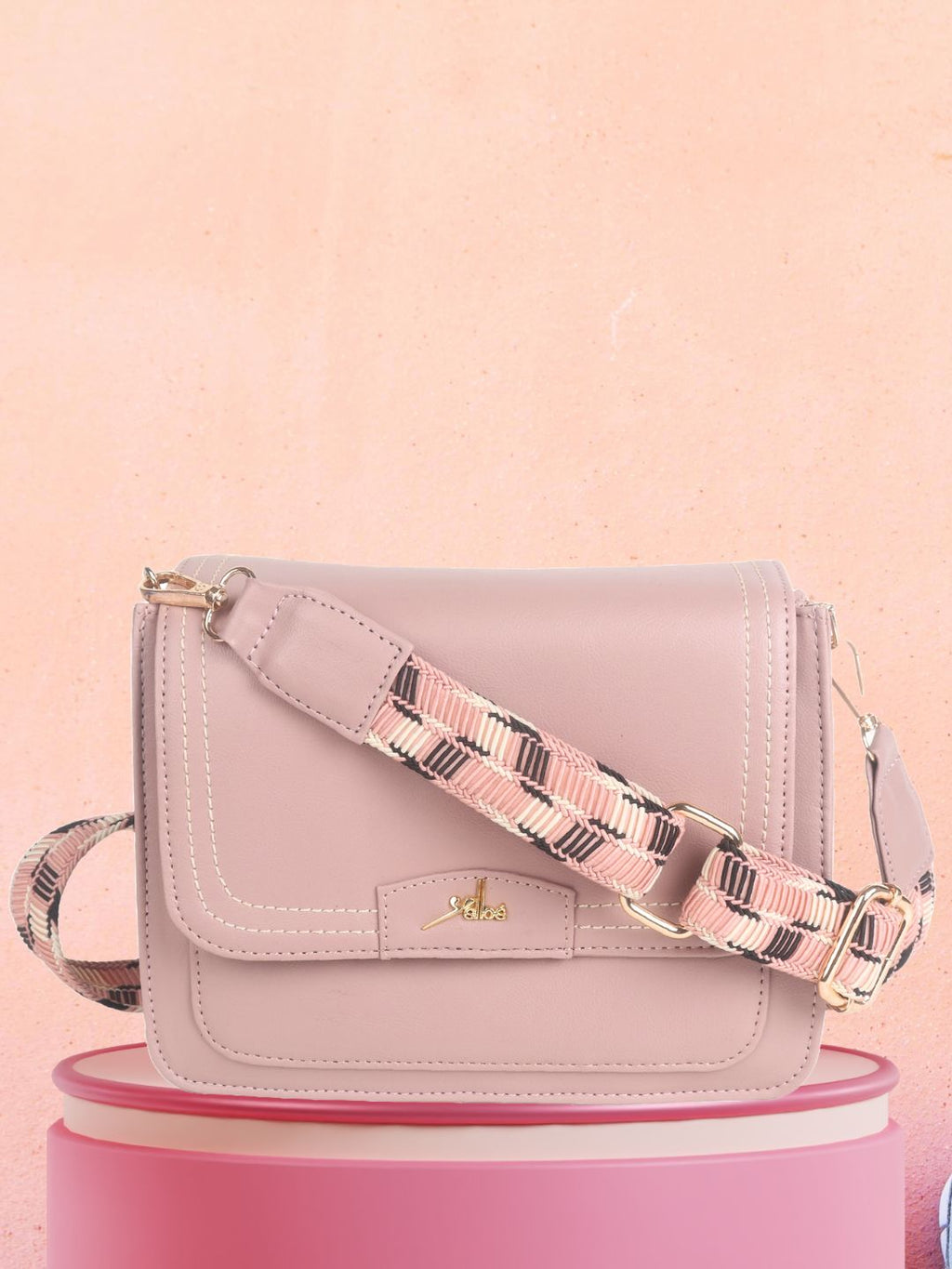 Dusty Pink Multicompartment Sling Bag For Women