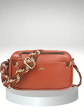 Tan Multicompartment Sling Bag For Women