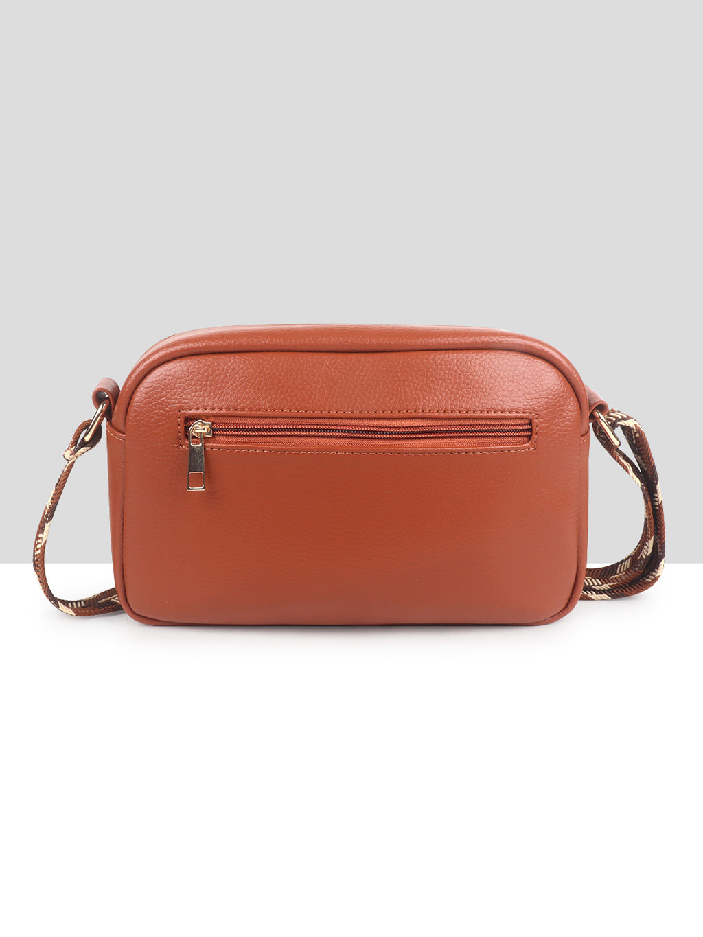 Tan Multicompartment Sling Bag For Women