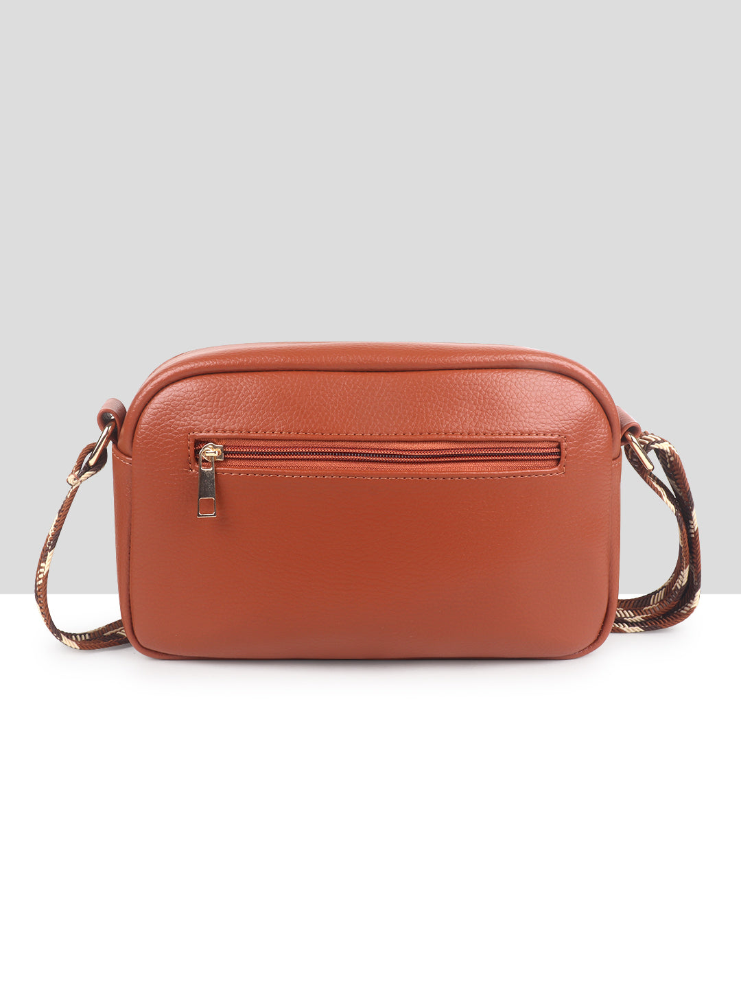 Tan Multicompartment Sling Bag For Women