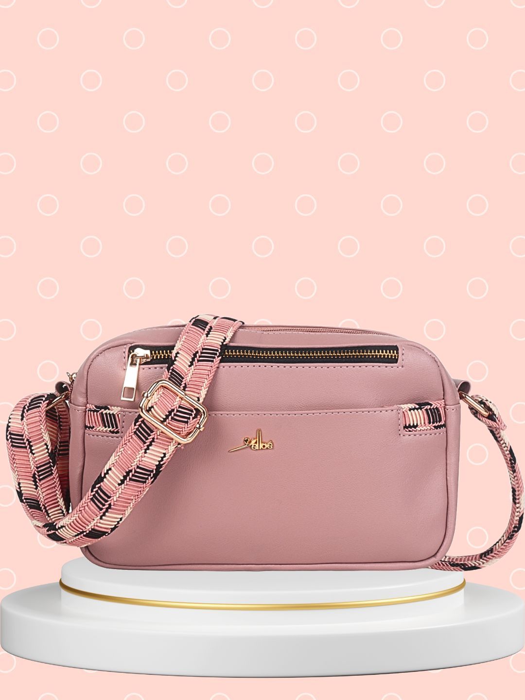Dusty Pink Multicompartment Sling Bag For Women
