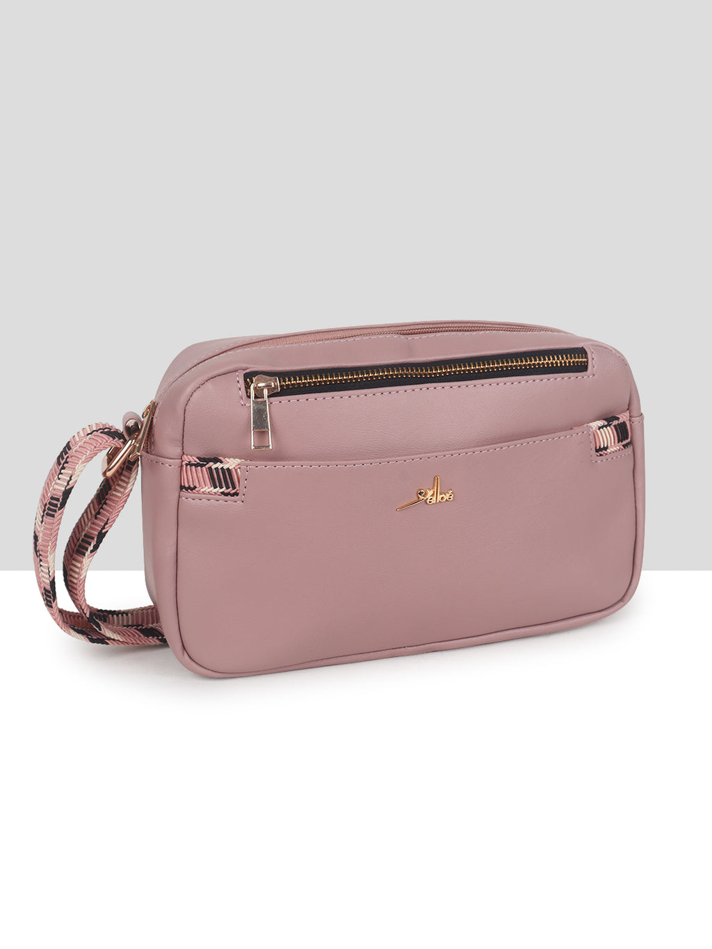 Dusty Pink Multicompartment Sling Bag For Women