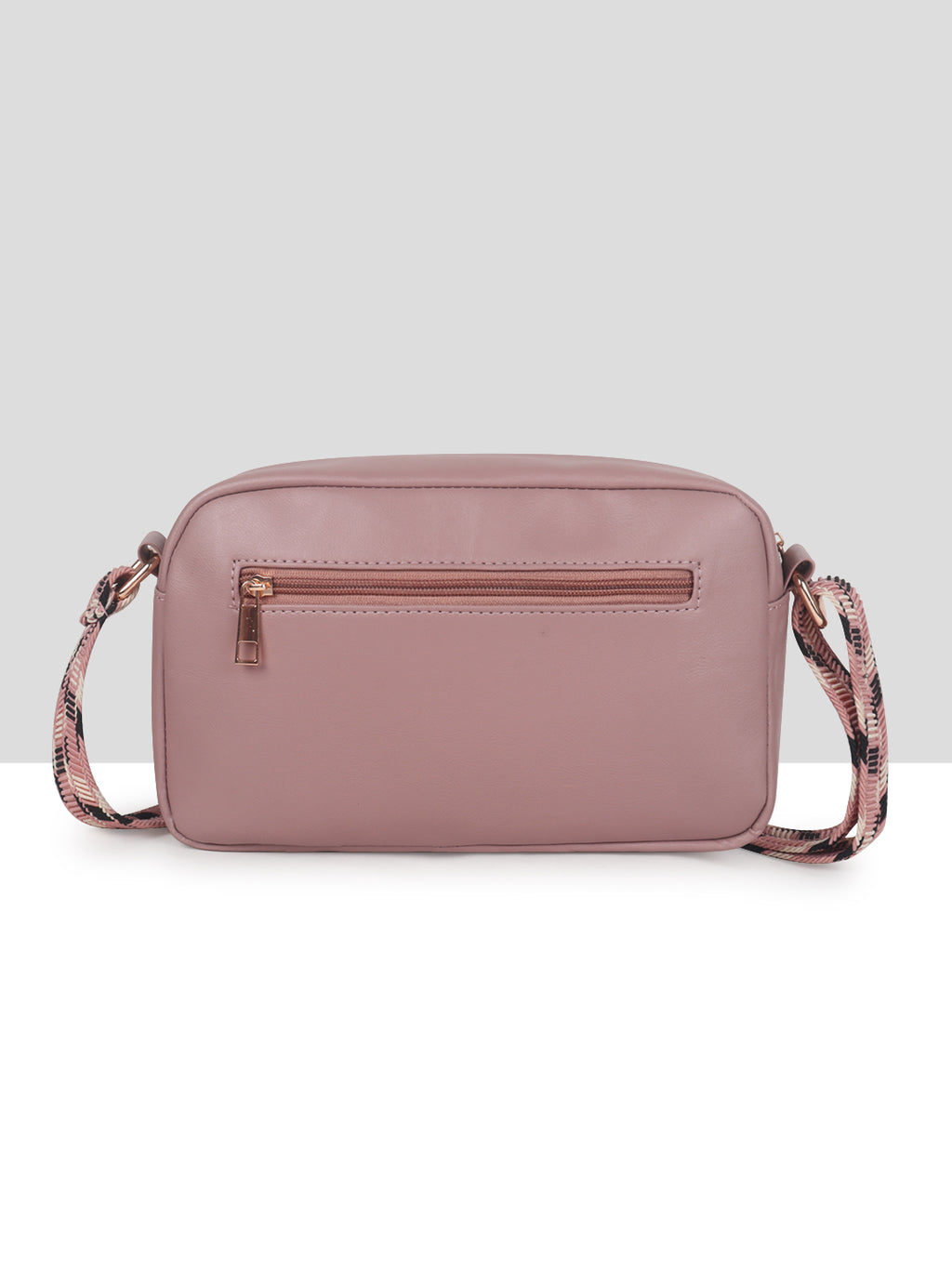 Dusty Pink Multicompartment Sling Bag For Women