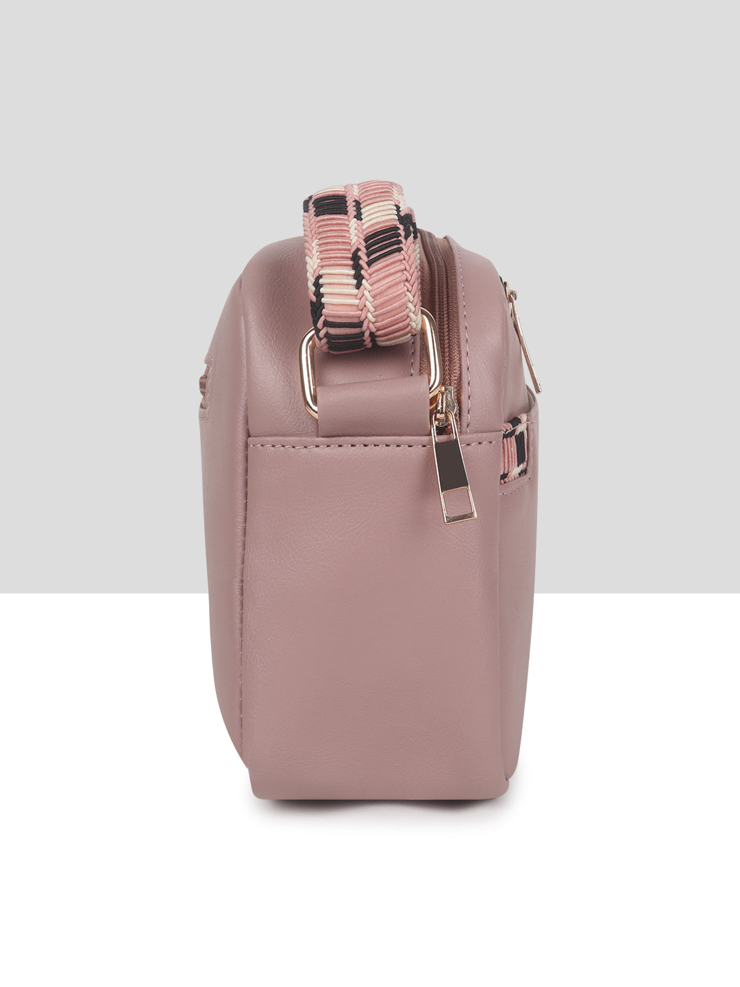 Dusty Pink Multicompartment Sling Bag For Women