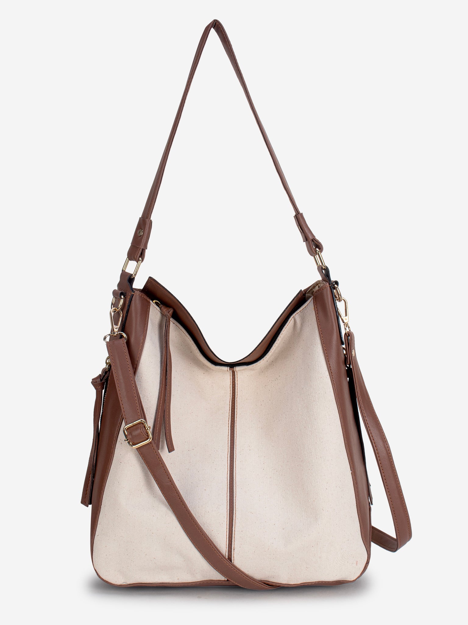 Off White-Tan Canvas Handbag for Women