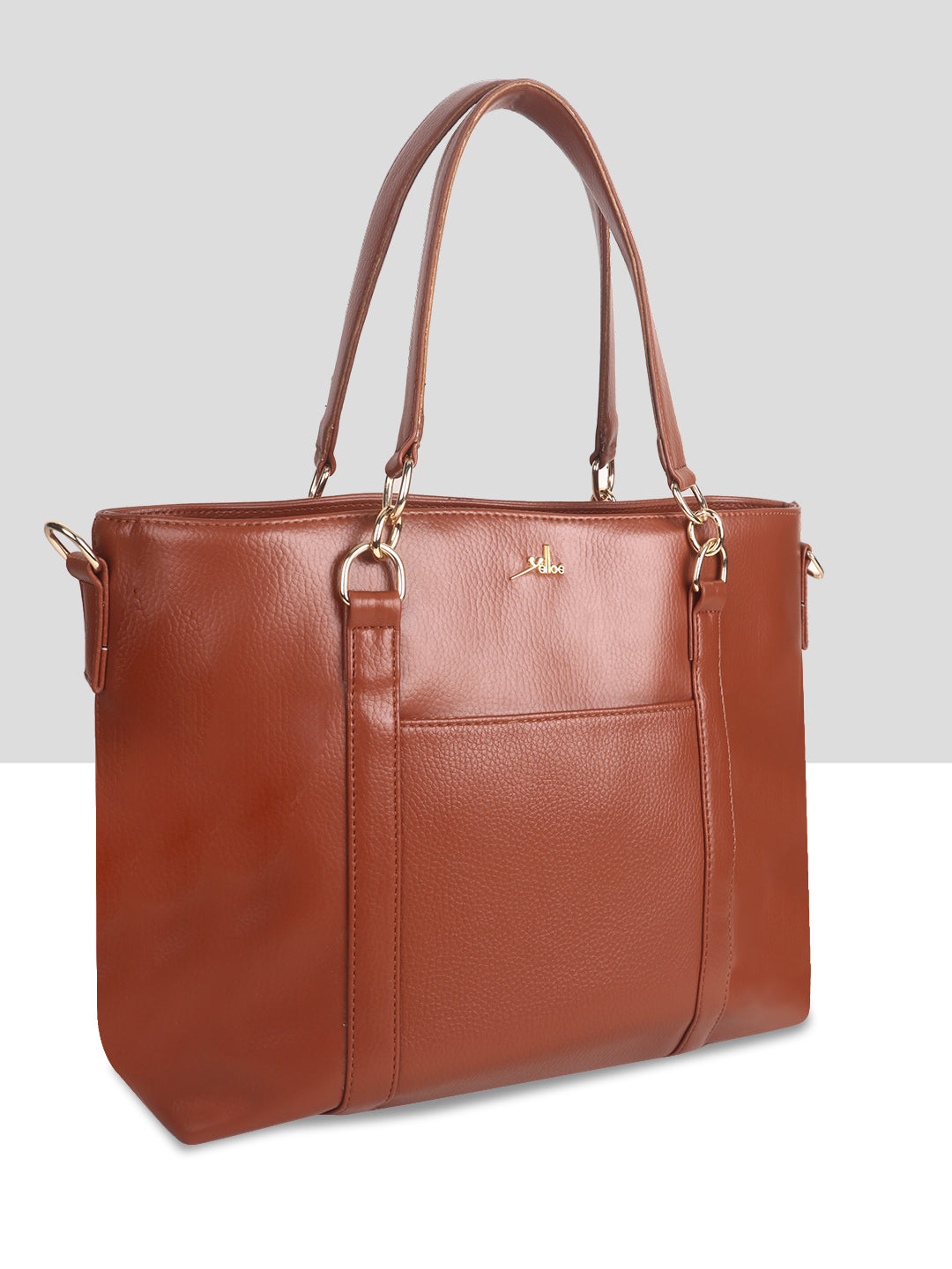 Tan Synthetic Leather Shoulder Bag for Women