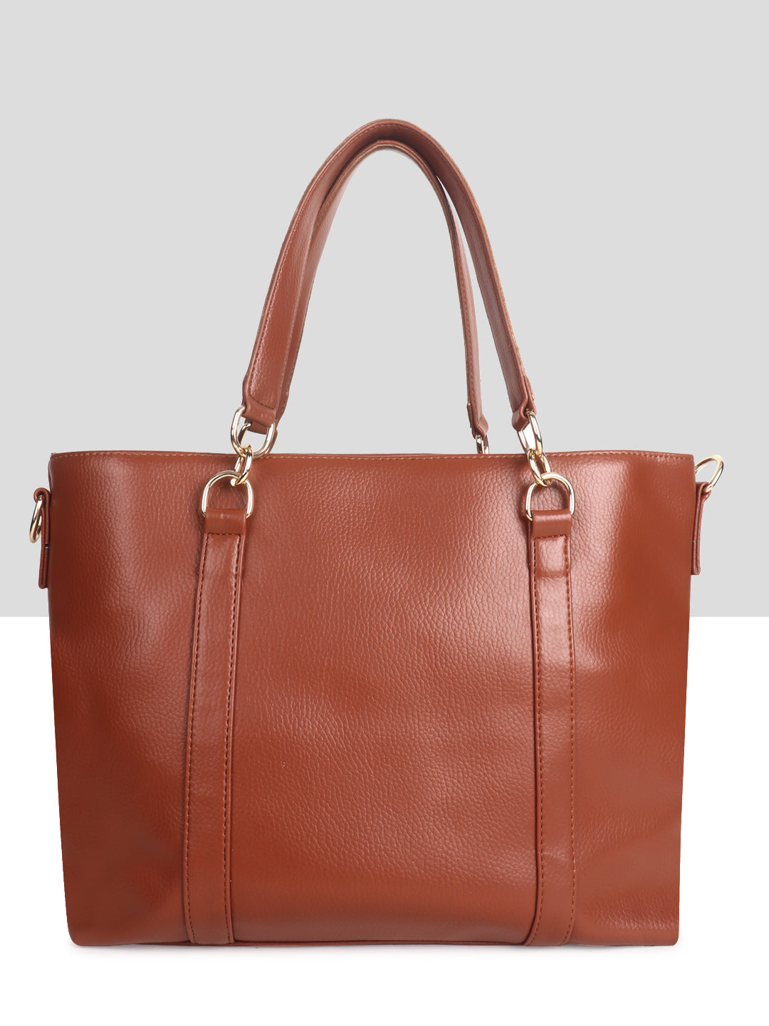 Tan Synthetic Leather Shoulder Bag for Women